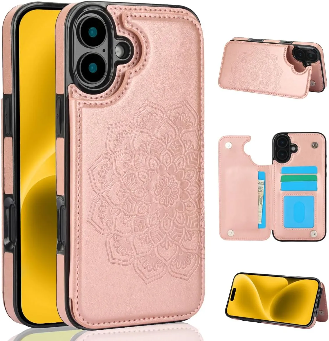 iPhone 16 Plus Flip Folio Wallet Case Credit Card Holder Slot PU Leather Cover 6.7 inch Blue