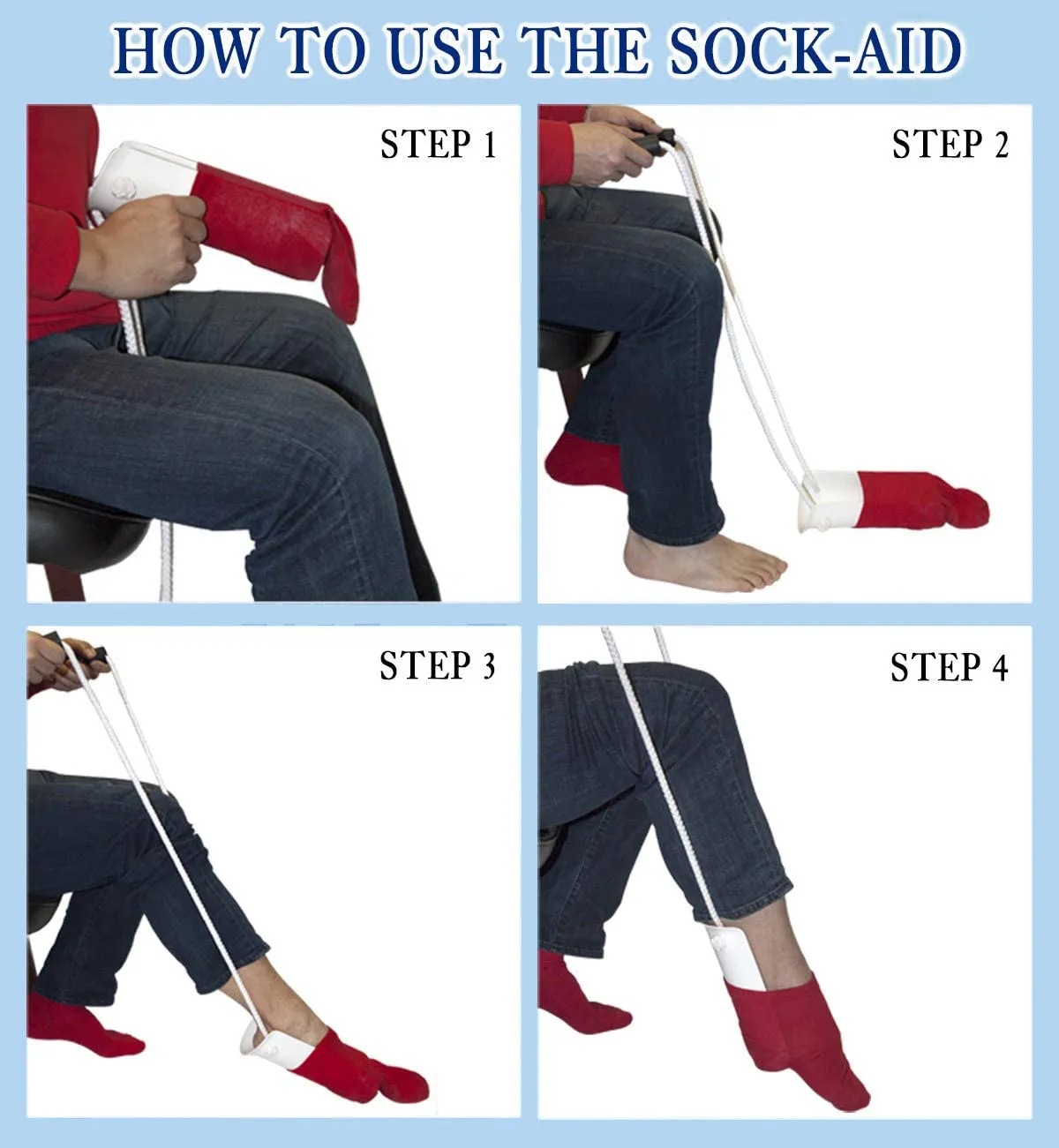 ITEM# 0023   RMS Deluxe Sock Aid - Socks Helper with Foam Handles (Watch Video)