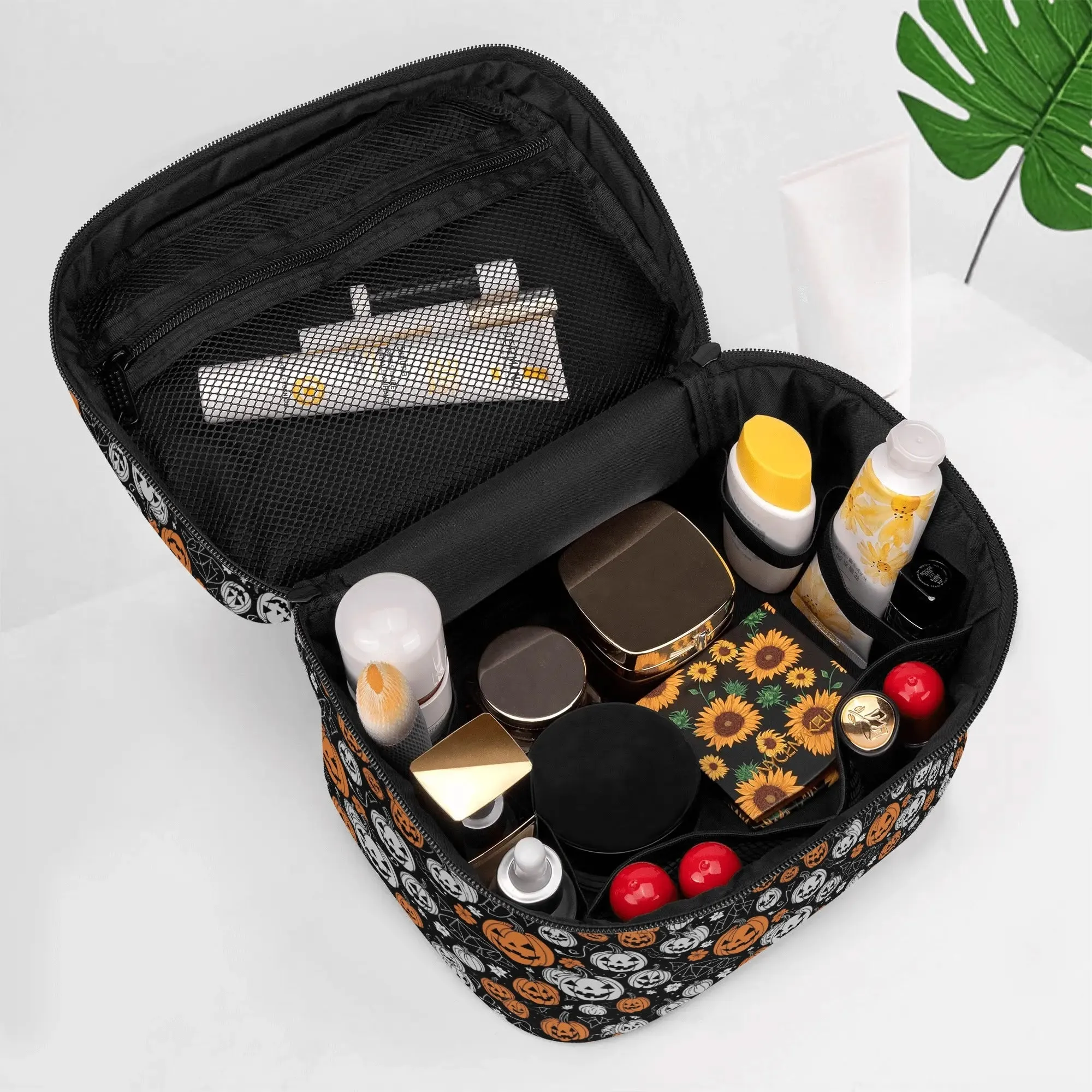 Jack-O-Lantern Leather Cosmetic Bag