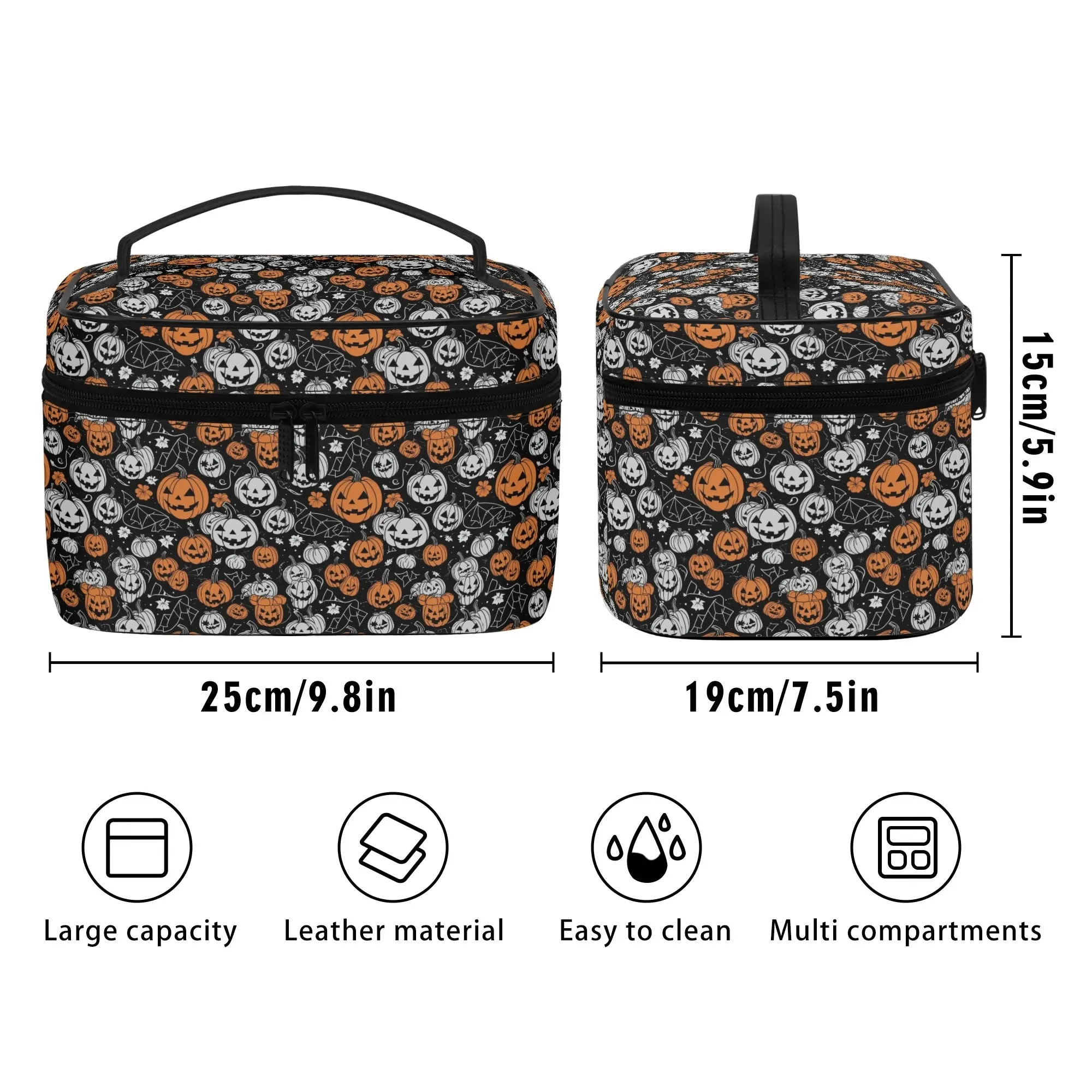 Jack-O-Lantern Leather Cosmetic Bag