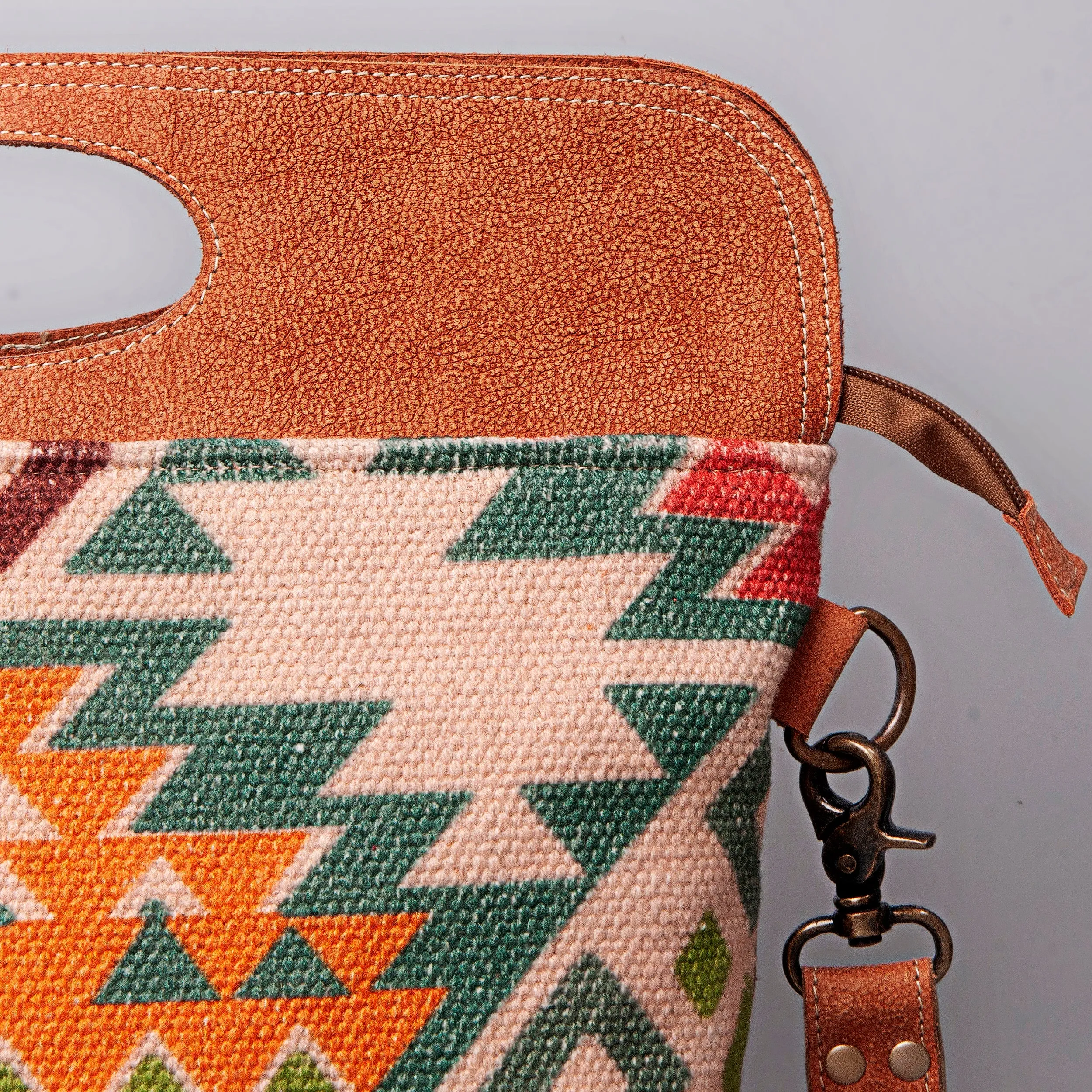 KB464 - KB464 -CLUTCH Leather and Upcycled Canvas Ladies Bag 16 x 16 KB464 - KB464