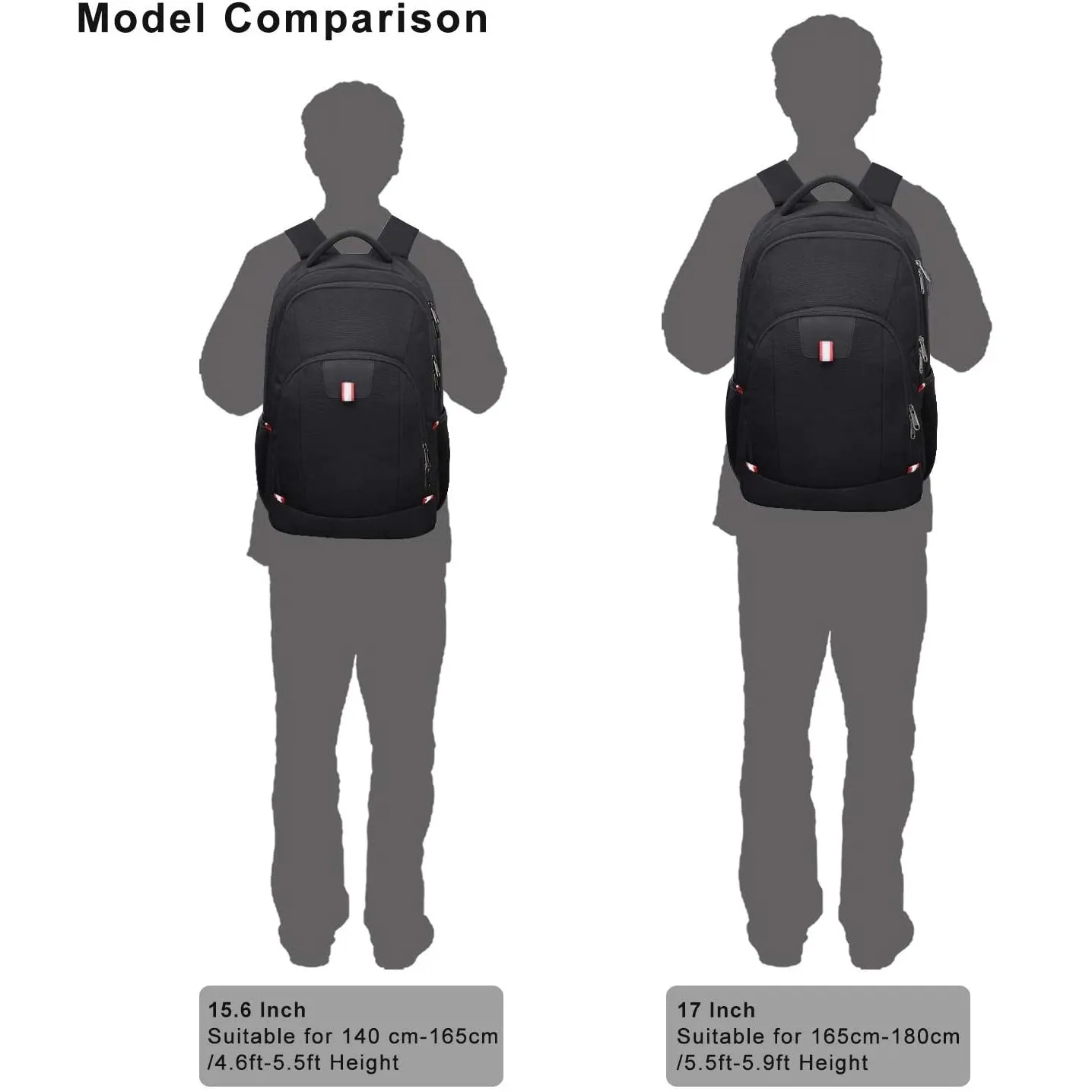 Laptop Backpack | Business Travel Backpack with USB Charging Slit for Men Womens | Black