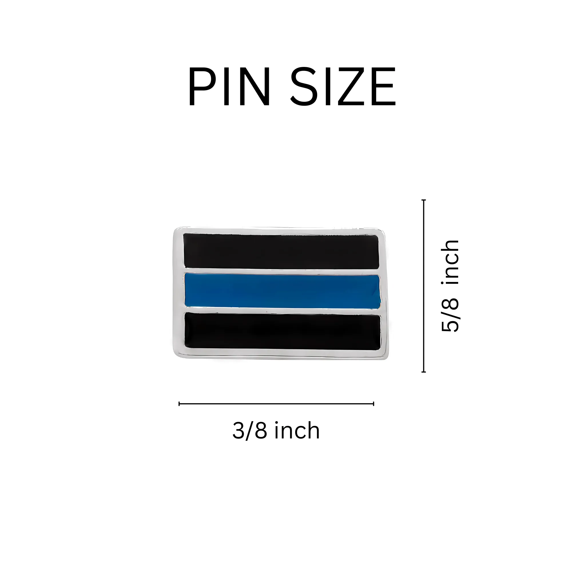 Law Enforcement Police Rectangle Blue Line Pins