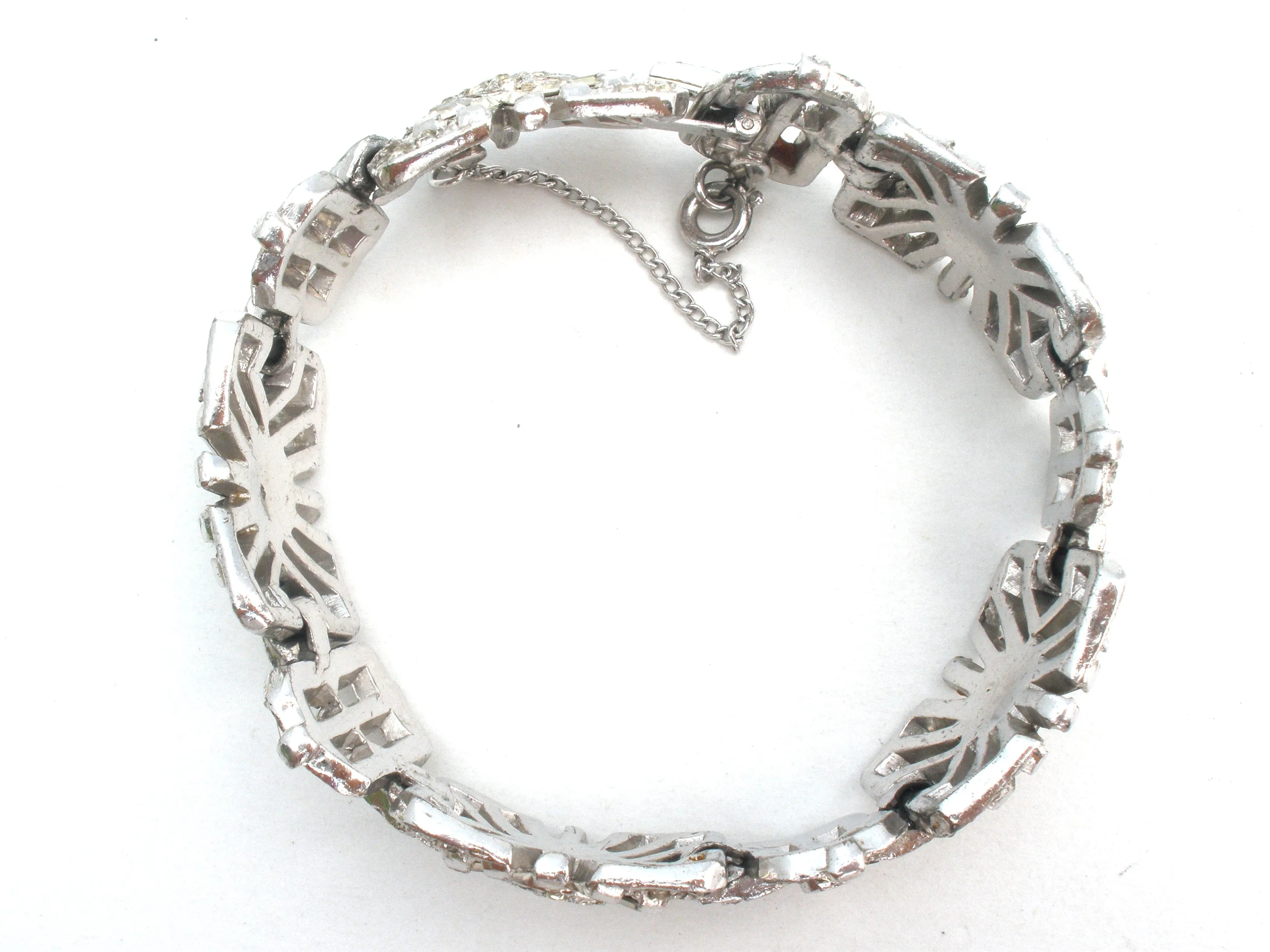 Ledo Clear Rhinestone Bracelet Vintage 7"