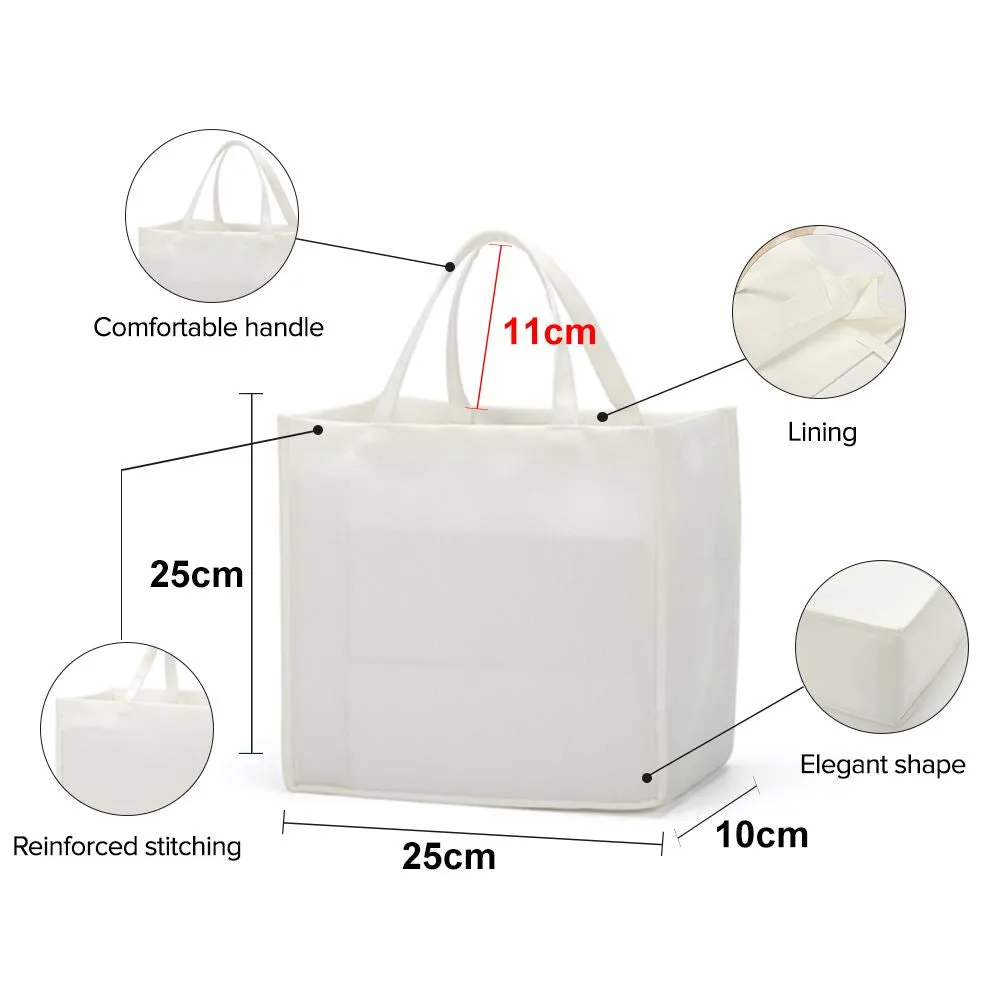 Linen Tote Bag White - 25 x 25 x 10 cm
