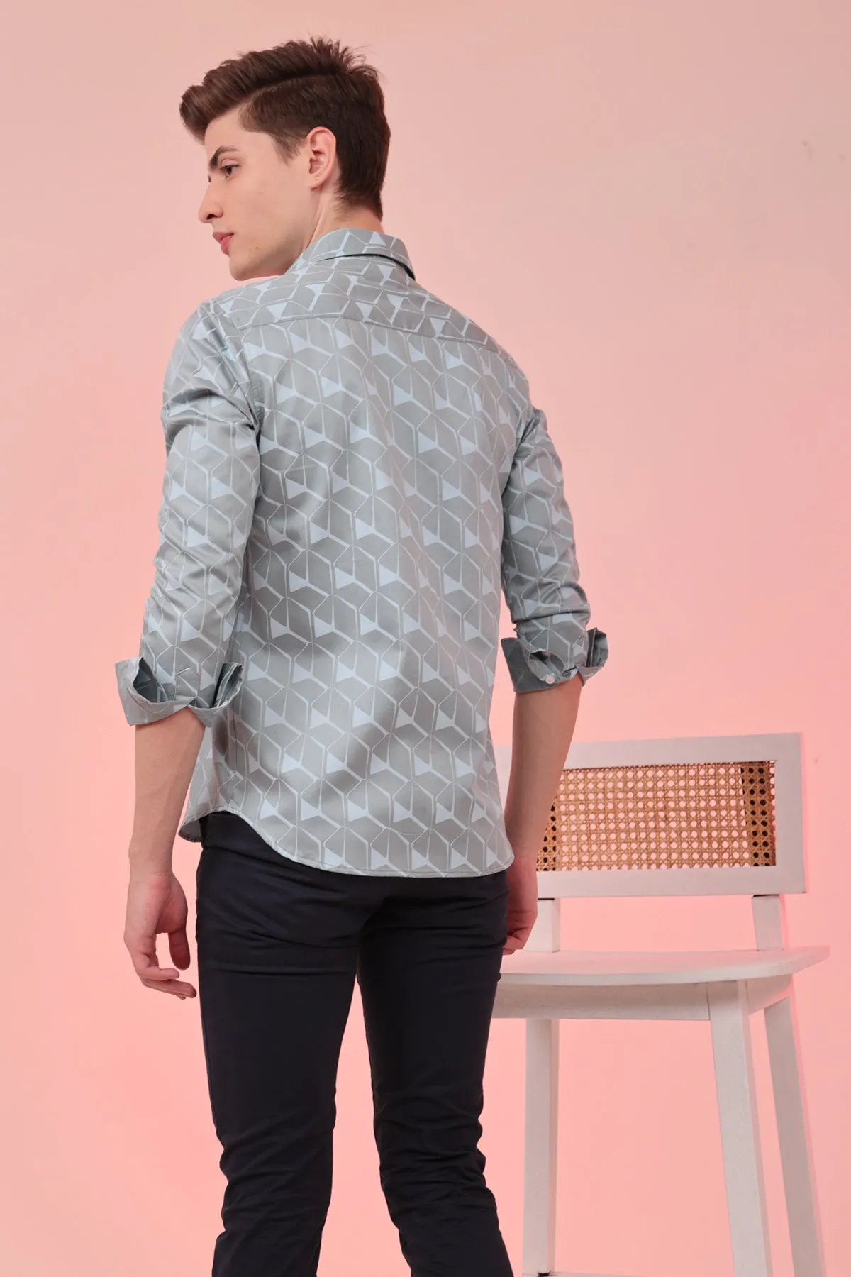 Majestic Blue print cotton shirt full sleeves | Style Matters