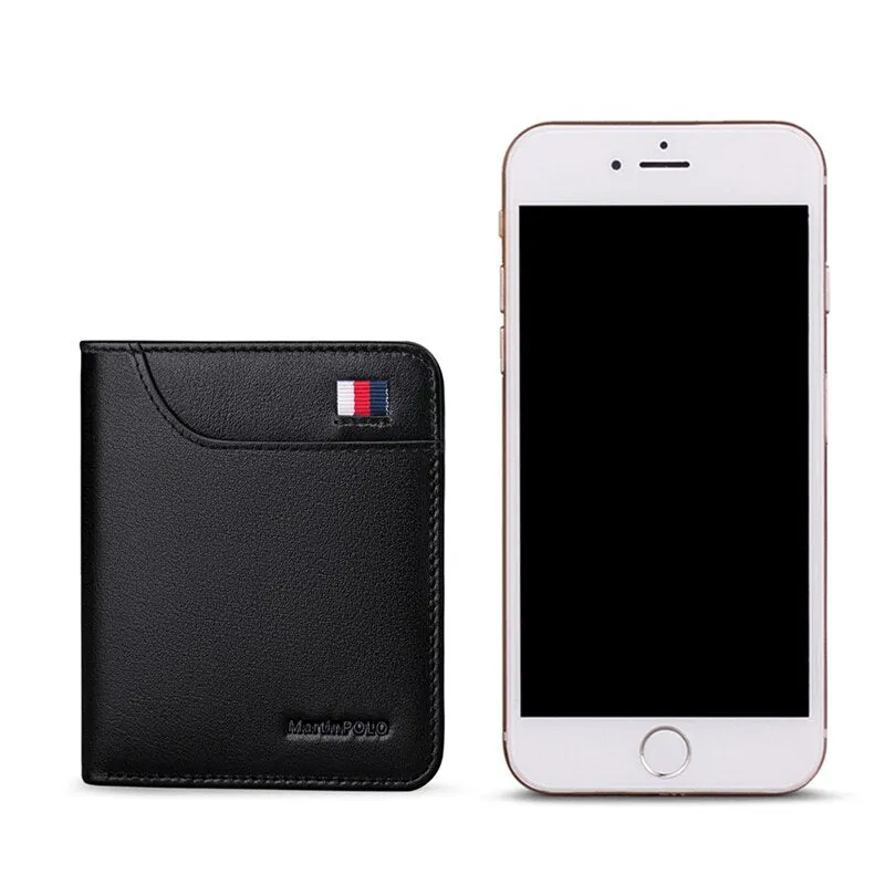 MartinPOLO Wallet Men Genuine Leather Wallet Short Design Ultra-thin Slim Coin Purse Photo And Card Holder Pure Cowhide MP1001