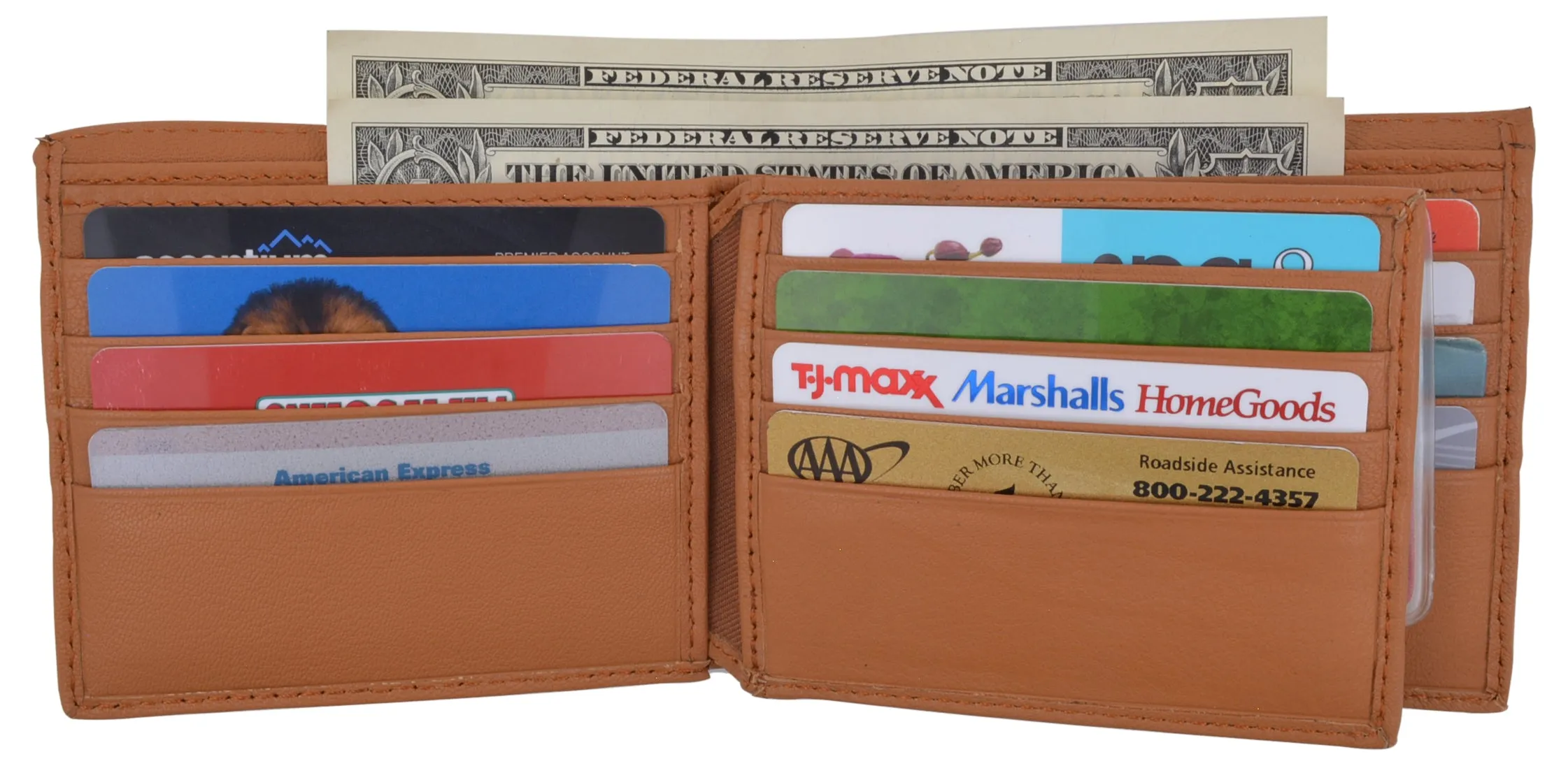 Men's RFID Security Blocking Premium Leather Extra Capacity Card ID Bifold Wallet