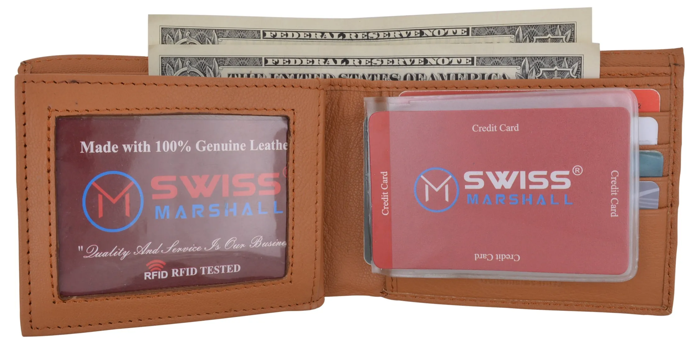Men's RFID Security Blocking Premium Leather Extra Capacity Card ID Bifold Wallet