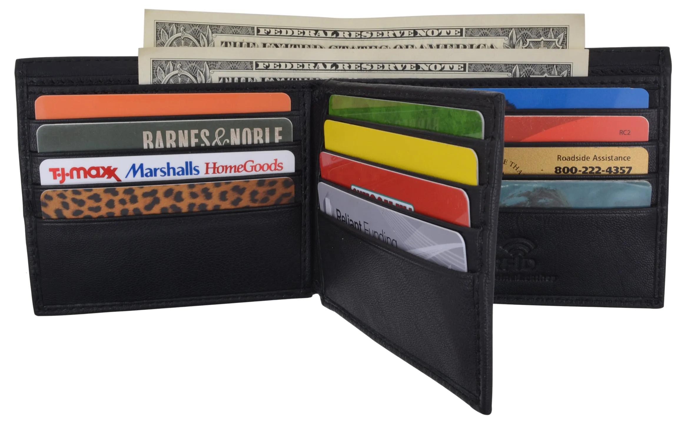 Men's RFID Security Blocking Premium Leather Extra Capacity Card ID Bifold Wallet