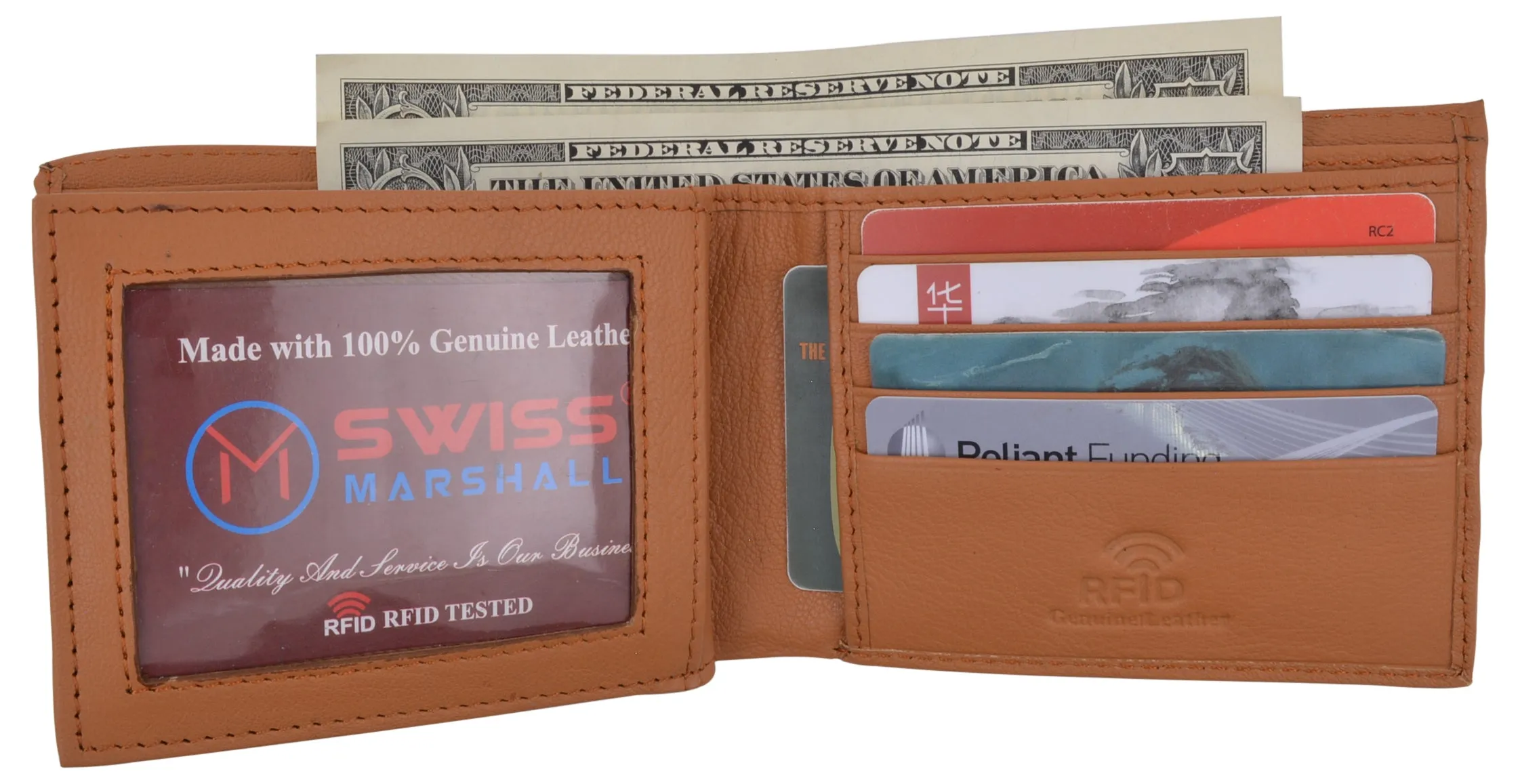 Men's RFID Security Blocking Premium Leather Extra Capacity Card ID Bifold Wallet