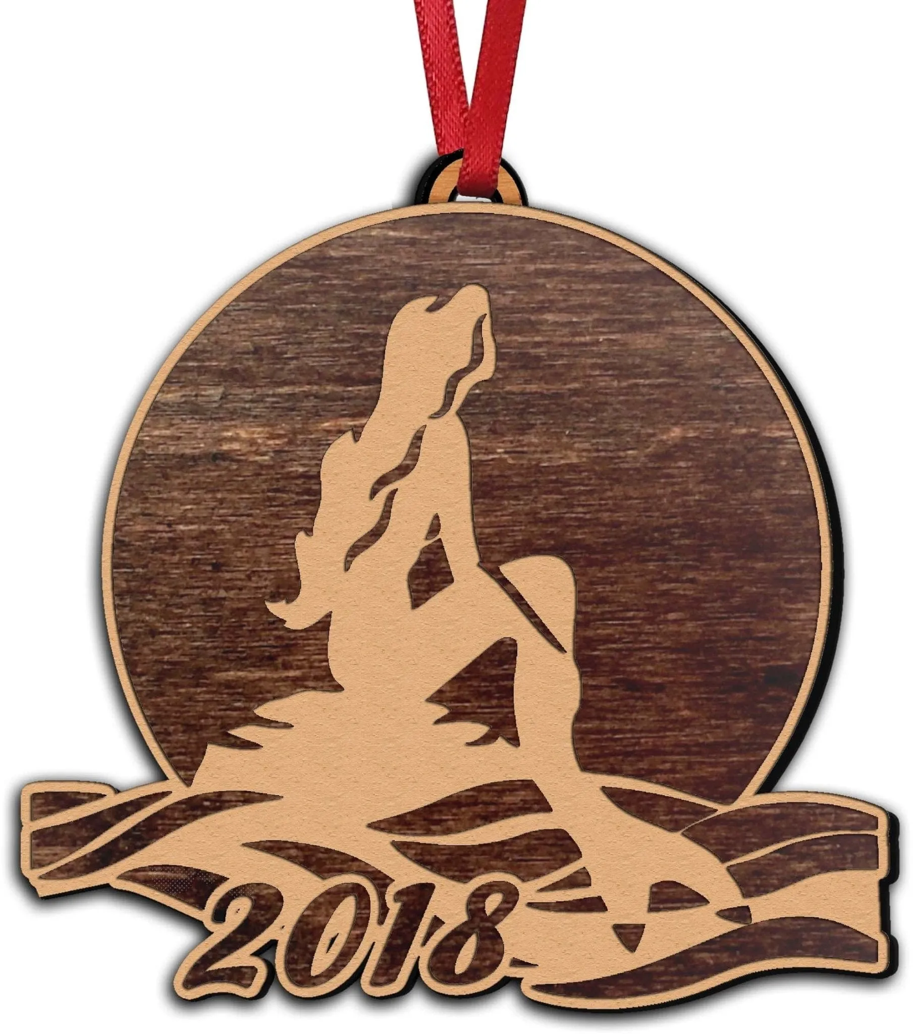 Mermaid Decor Christmas Ornament Personalized Customized Wood Birthday or Christmas Party Gift for Women or Girls and Mermaids at Heart.