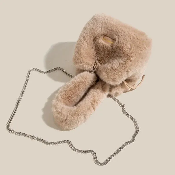 Mini Chain Bucket Bag  Women's Plush Tote