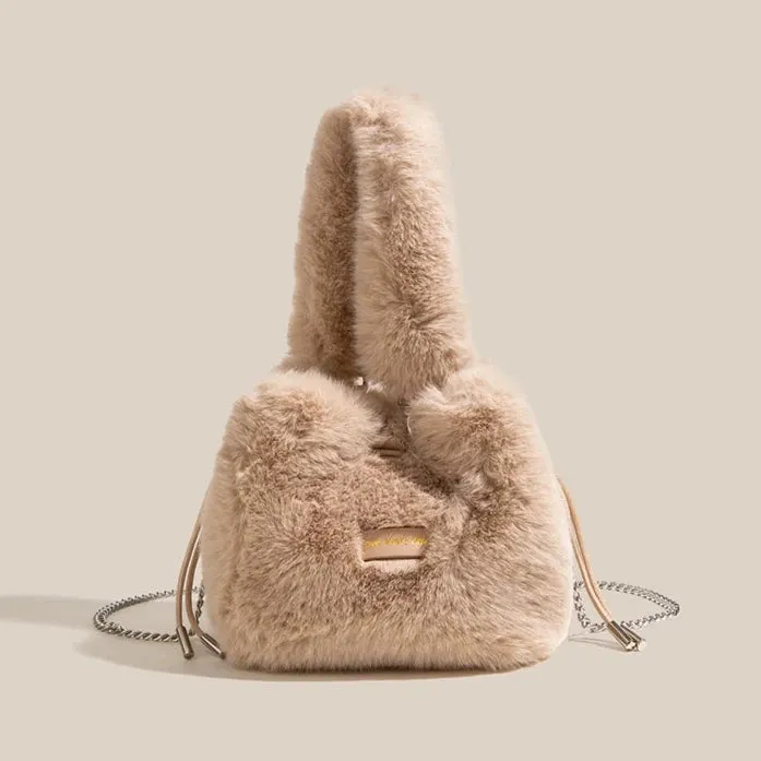 Mini Chain Bucket Bag  Women's Plush Tote