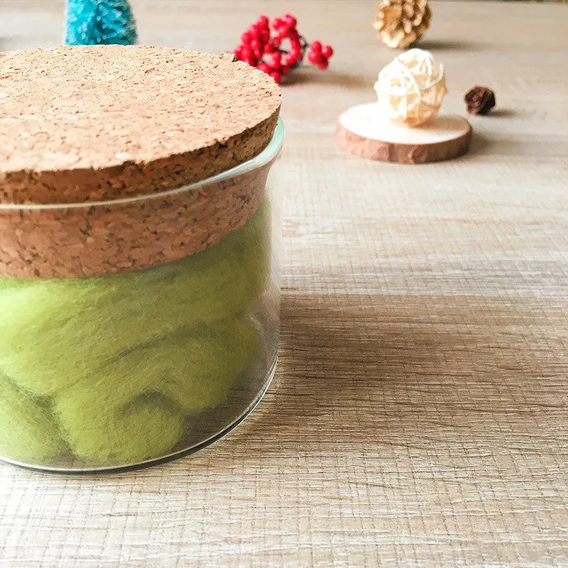 Needle felted wool felting Green Grass wool Roving for felting supplies short fabric easy felt