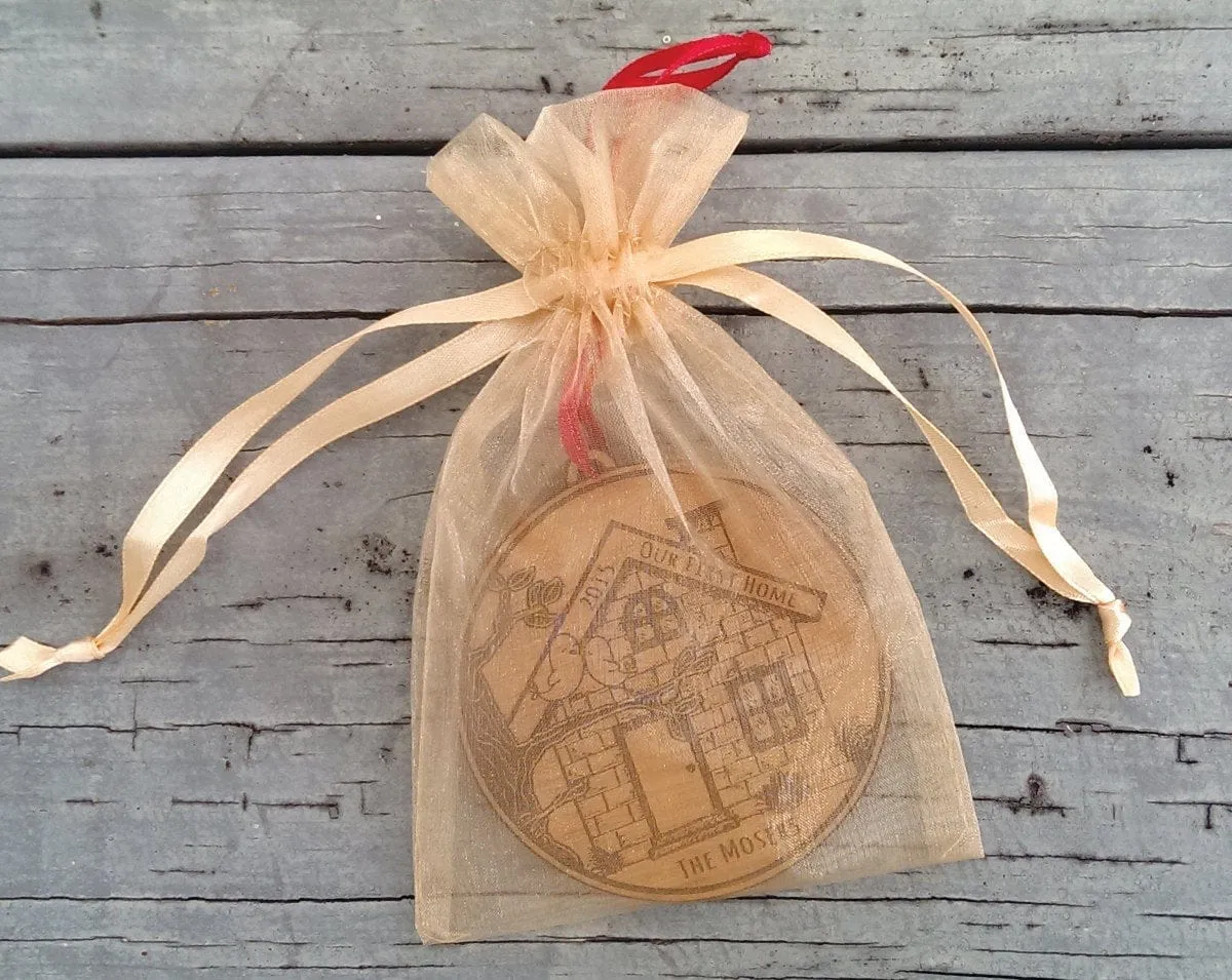 Our First Home Christmas Ornament First House Ornament Personalized Christmas Ornament Engraved with Family Names and Initials Wood Ornament