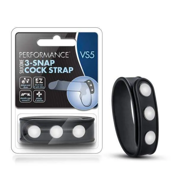 Performance VS5 Silicone 3 Snap Cock Strap - Black