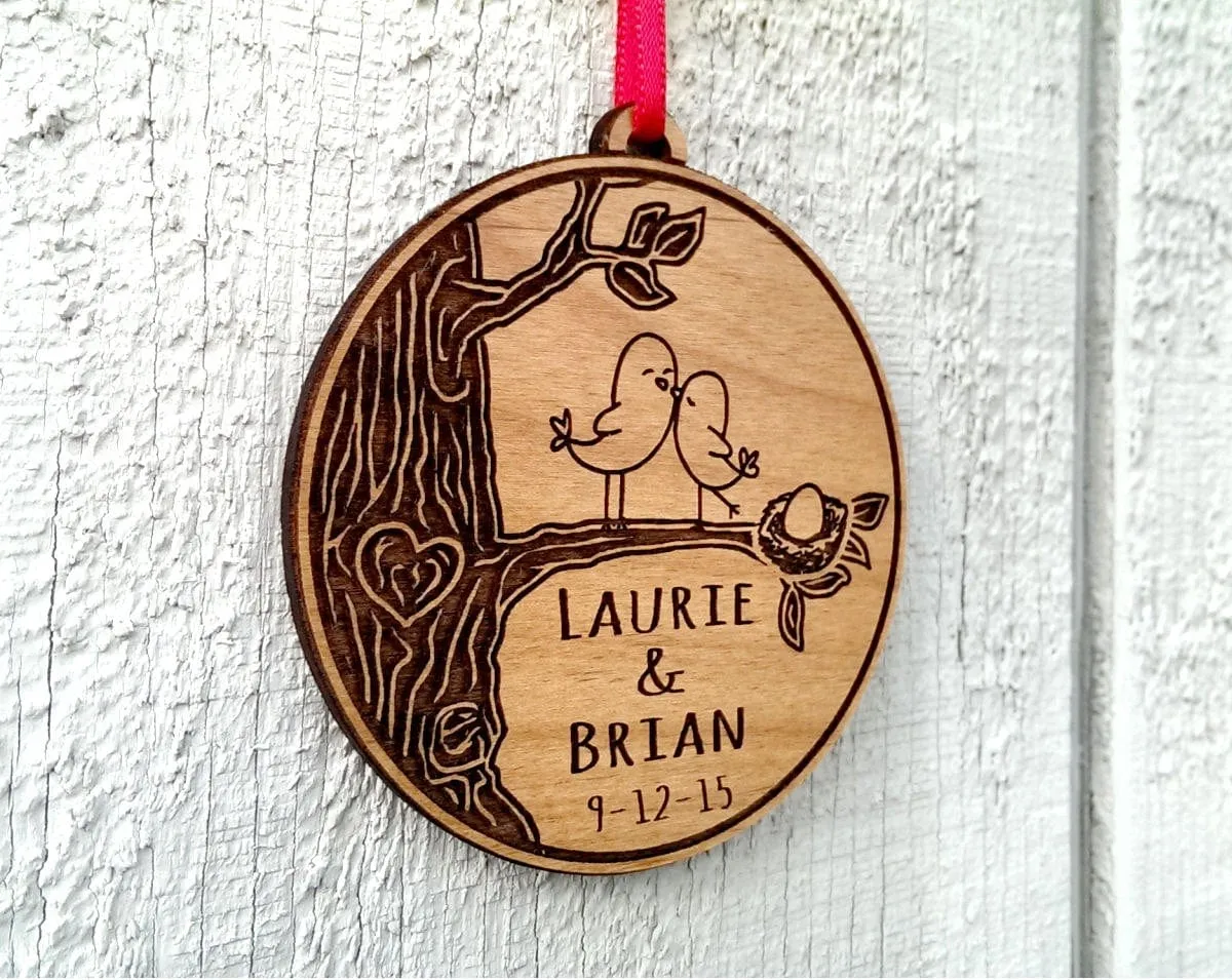 Personalized BABY Love Bird Nest Egg Ornament Expecting Born Pregnacy Christmas Gift Expectant Mother Father Couple for New Parent Mom Dad