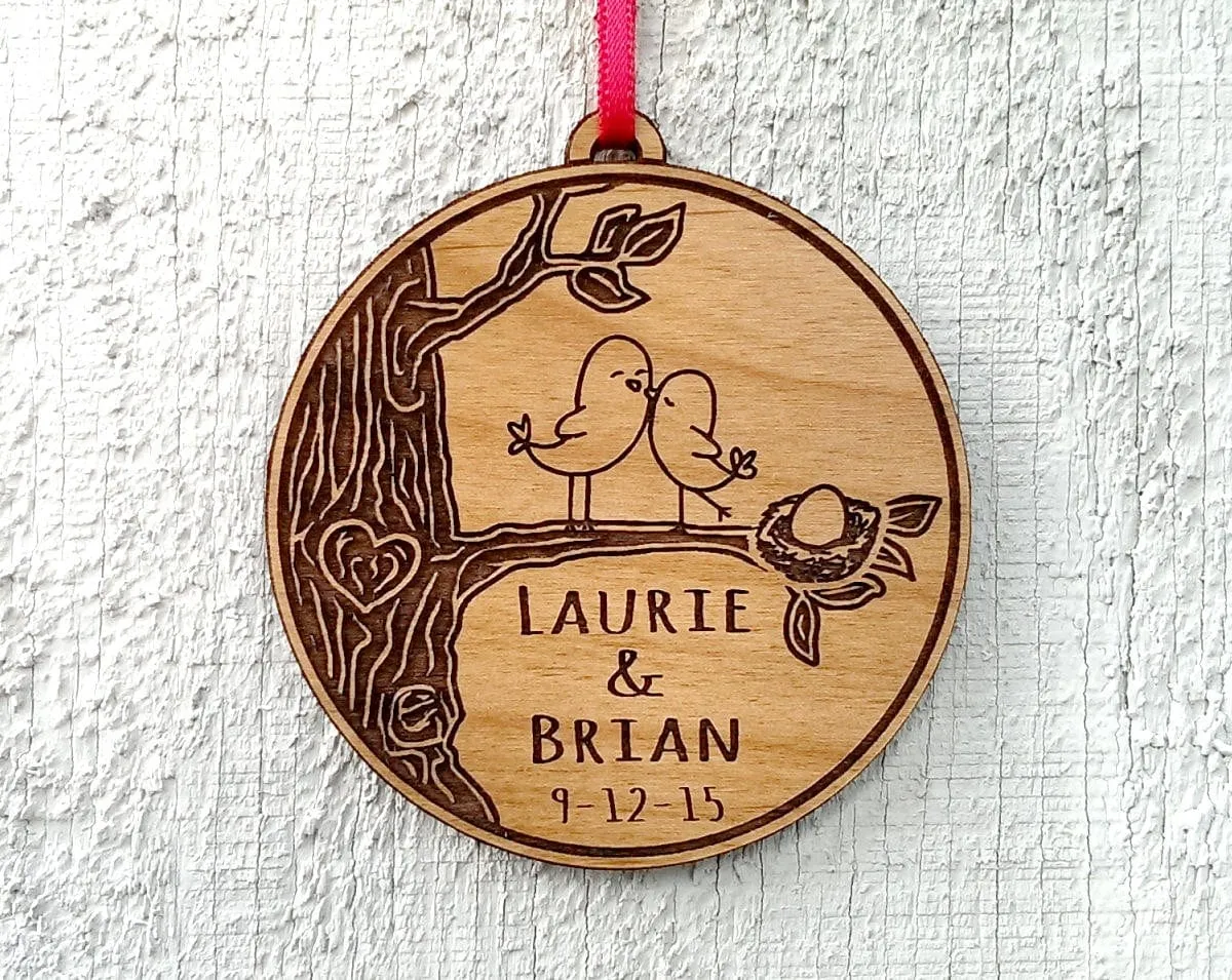 Personalized BABY Love Bird Nest Egg Ornament Expecting Born Pregnacy Christmas Gift Expectant Mother Father Couple for New Parent Mom Dad