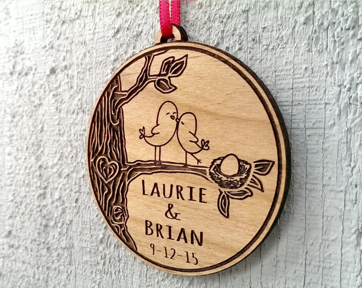 Personalized BABY Love Bird Nest Egg Ornament Expecting Born Pregnacy Christmas Gift Expectant Mother Father Couple for New Parent Mom Dad
