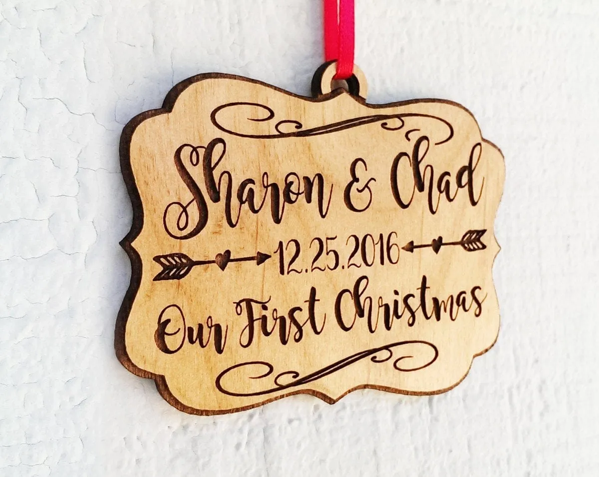 Personalized Christmas Anniversary Ornament Couples Anniversary Celebration Present Our First Christmas Mr. Mrs. Gift for Husband Wife