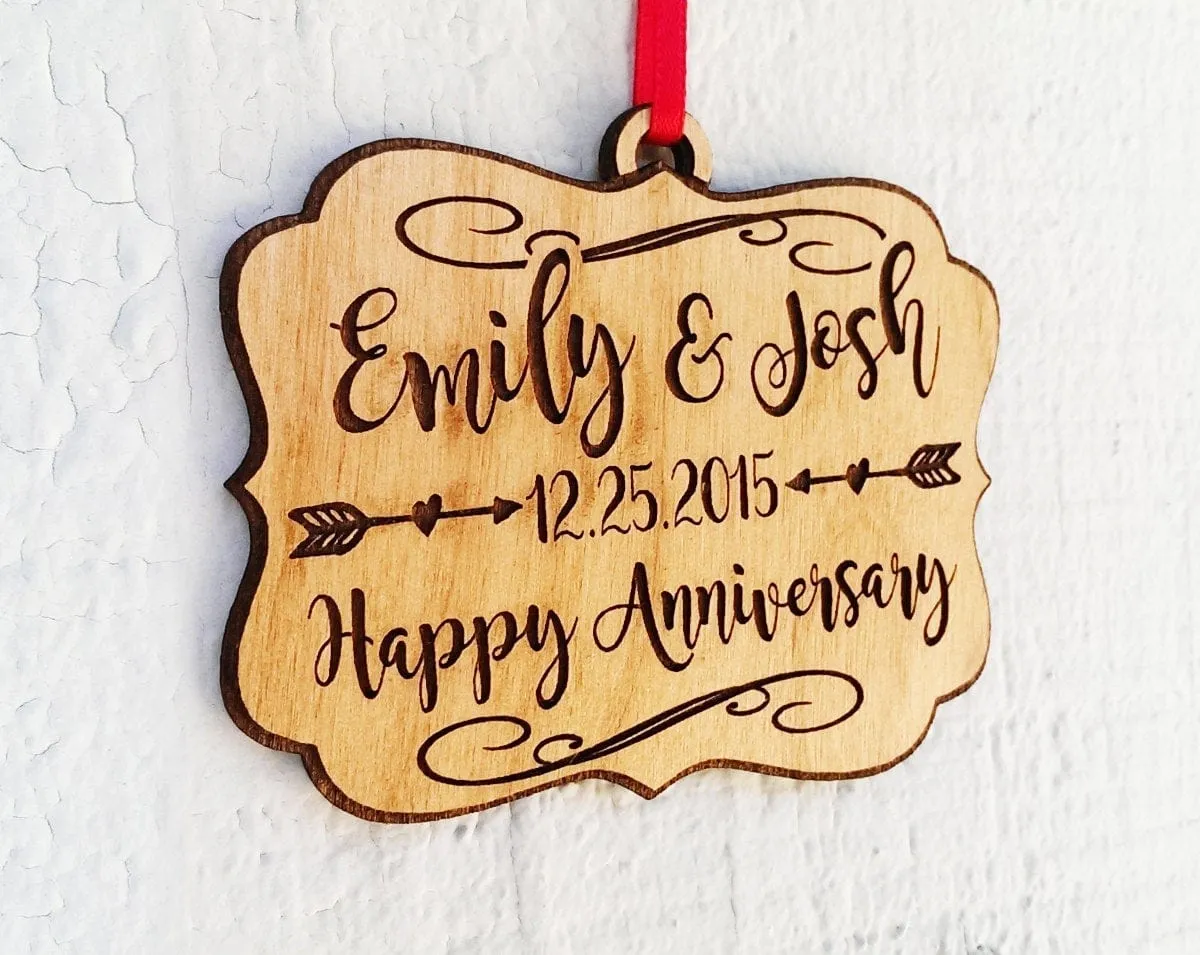 Personalized Christmas Anniversary Ornament Couples Anniversary Celebration Present Our First Christmas Mr. Mrs. Gift for Husband Wife