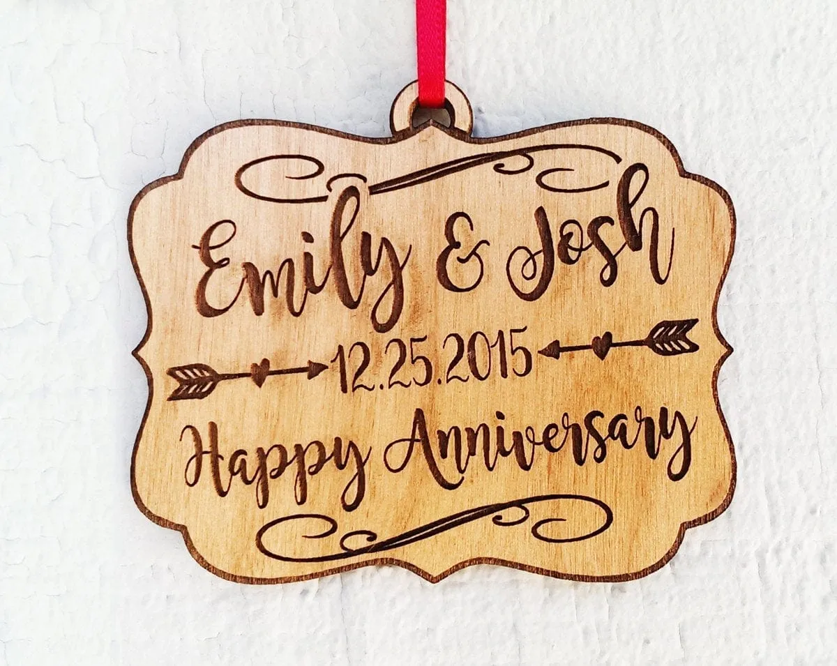 Personalized Christmas Anniversary Ornament Couples Anniversary Celebration Present Our First Christmas Mr. Mrs. Gift for Husband Wife