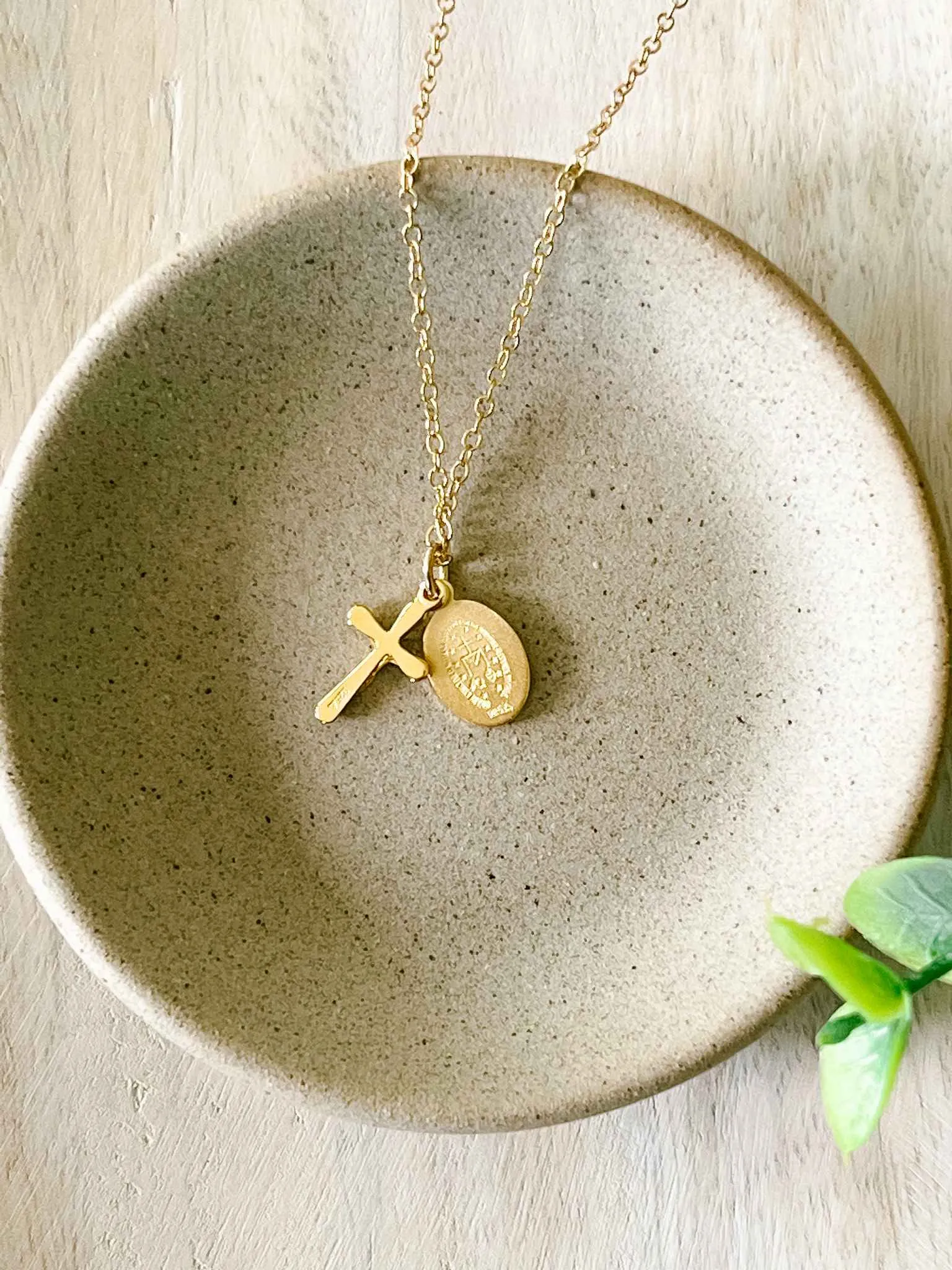 Petite Miraculous Medal & Crucifix Necklace