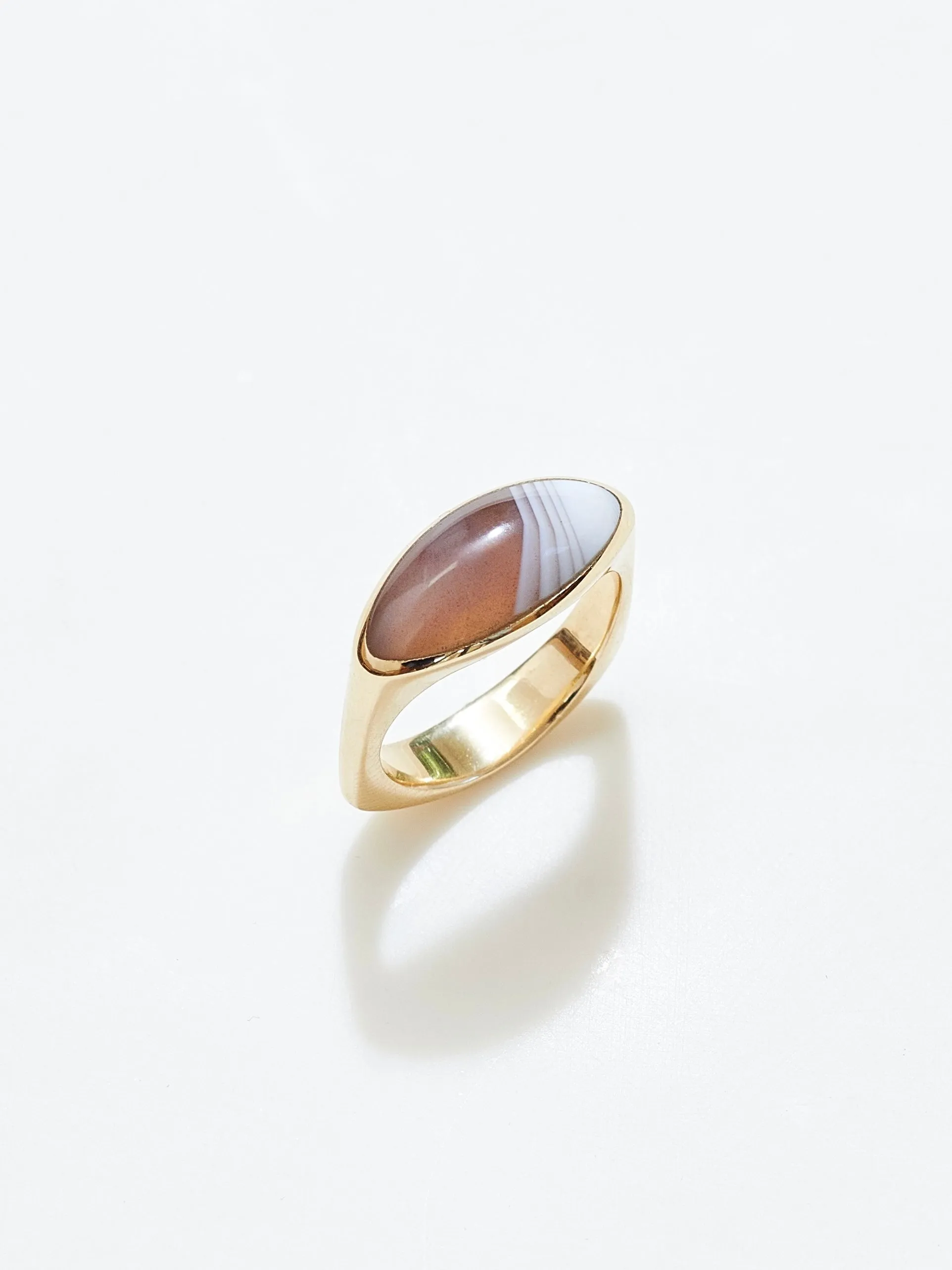 Pilar Ring in 10k Yellow and Botswana Agate, Size 6.5