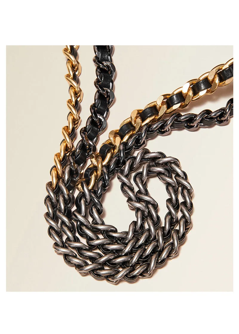 Quilted Chain Strap Leather Tote Bag