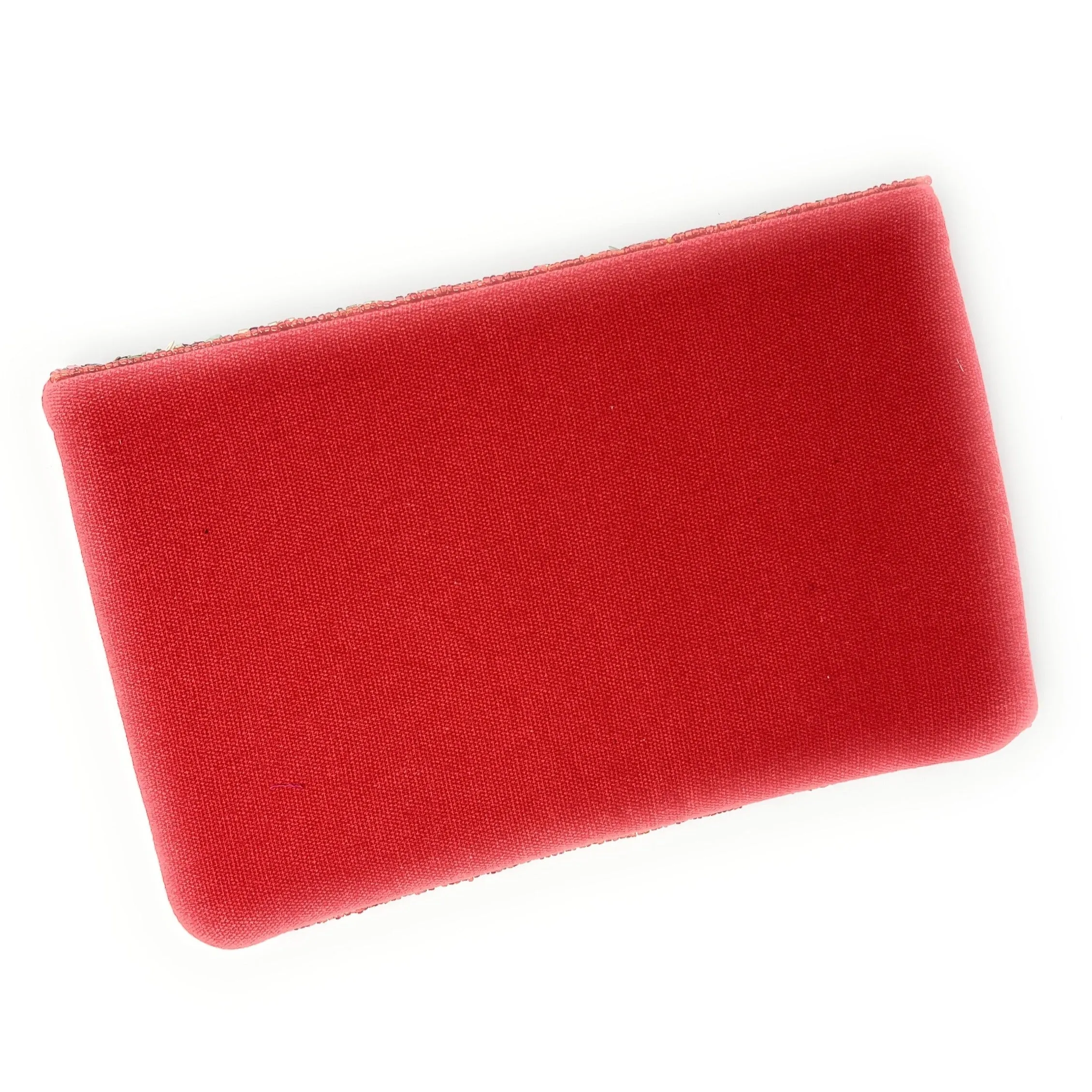 Sequin Red Green Beaded Clutch Purse