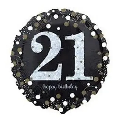 Sparkling Black 21st Foil Balloon