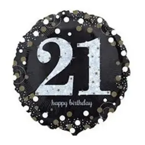 Sparkling Black 21st Foil Balloon