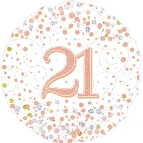 Sparkling Rose Gold Fizz 21st Foil Balloon