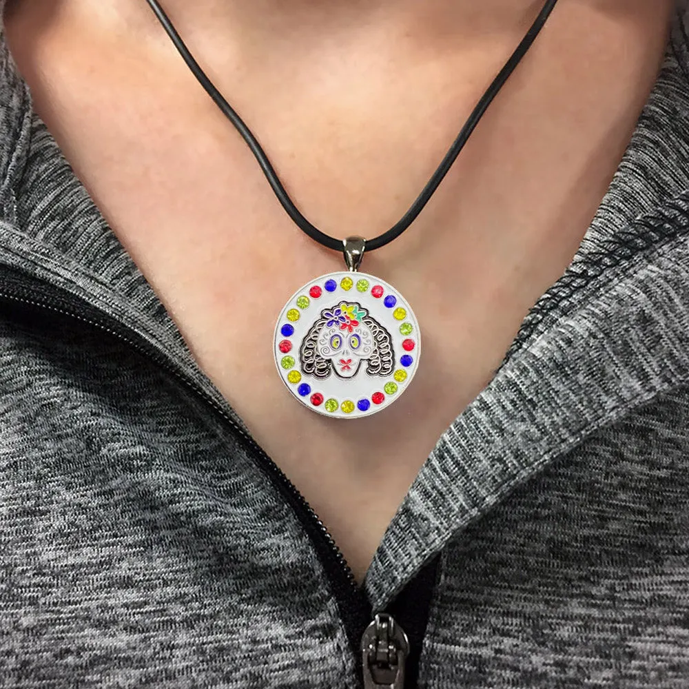 Sugar Skull Golf Ball Marker Necklace