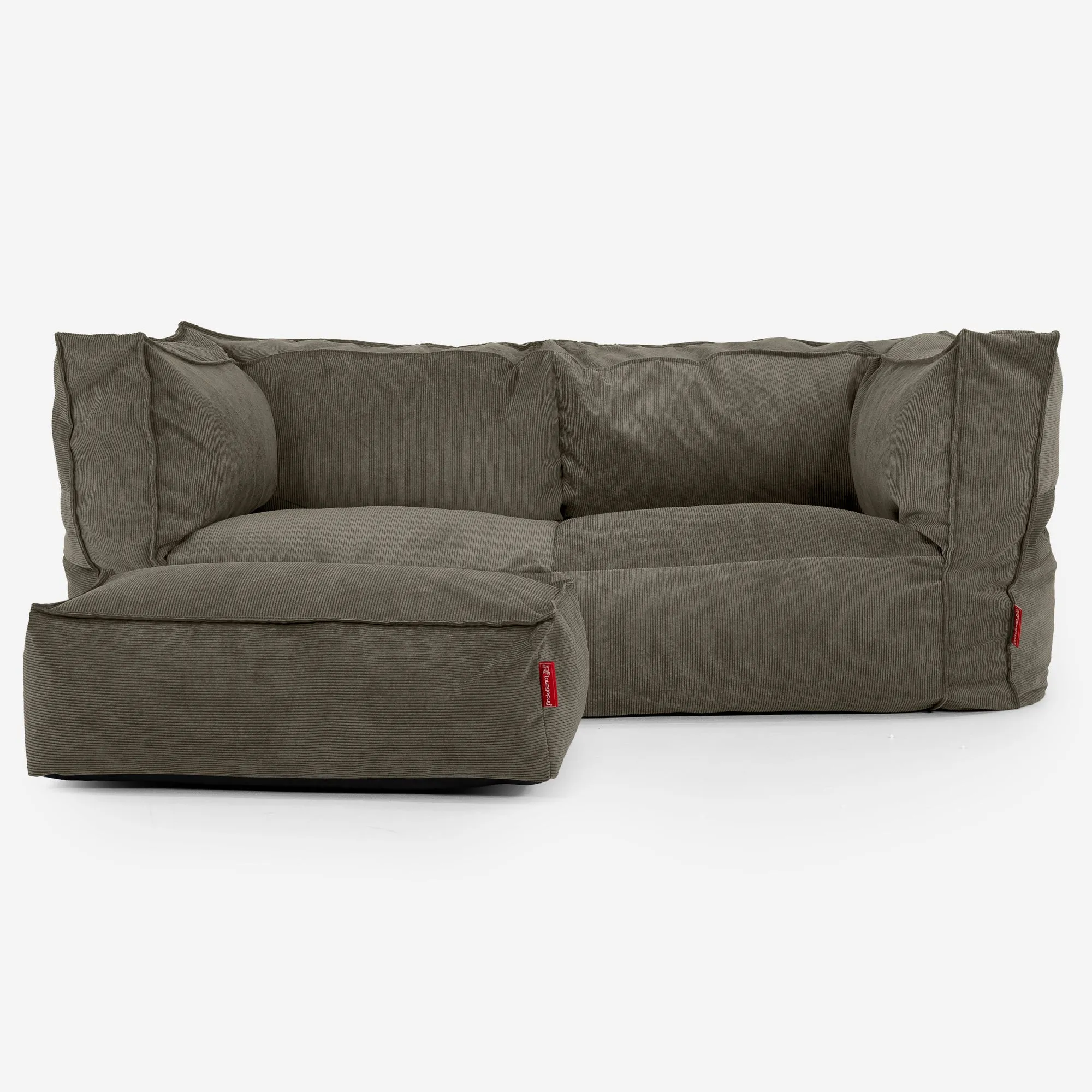 The 2 Seater Albert Sofa Bean Bag - Needlecord Olive