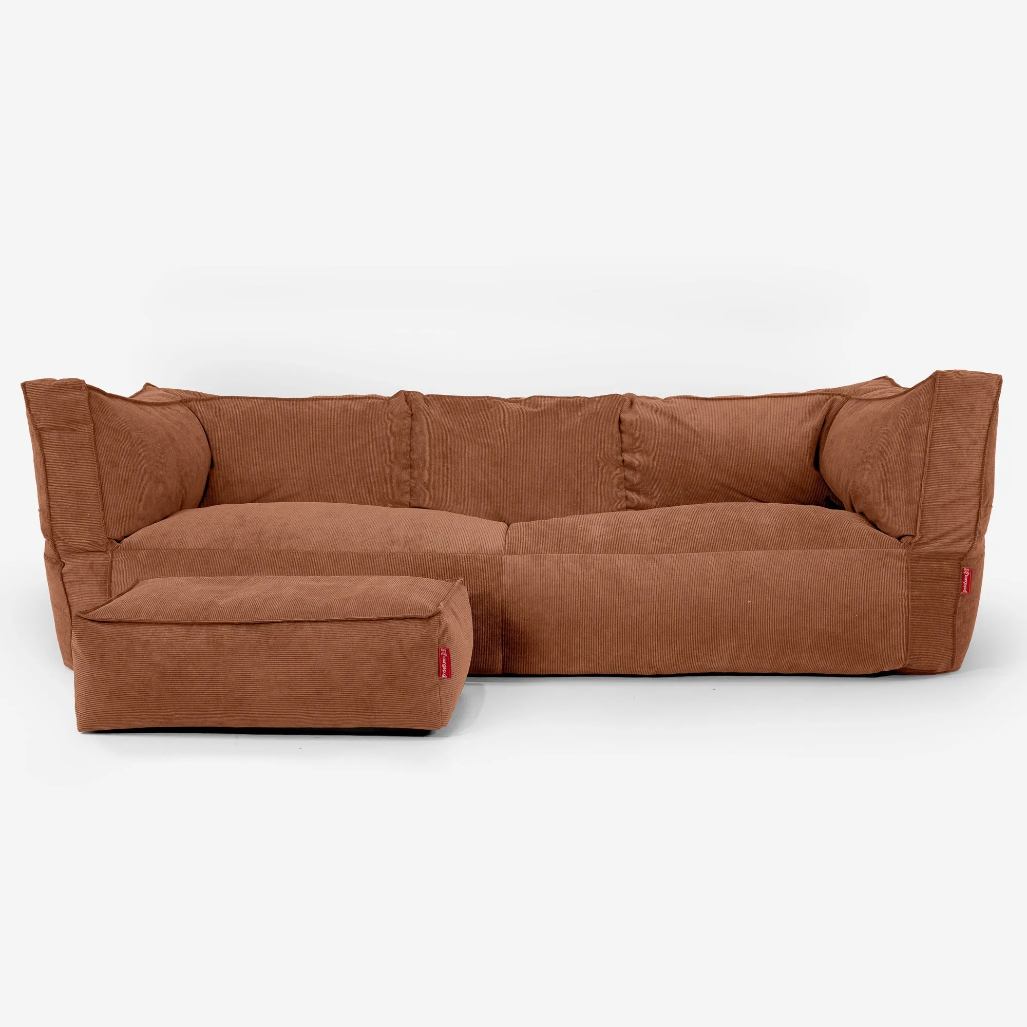 The 3 Seater Albert Sofa Bean Bag - Needlecord Amber