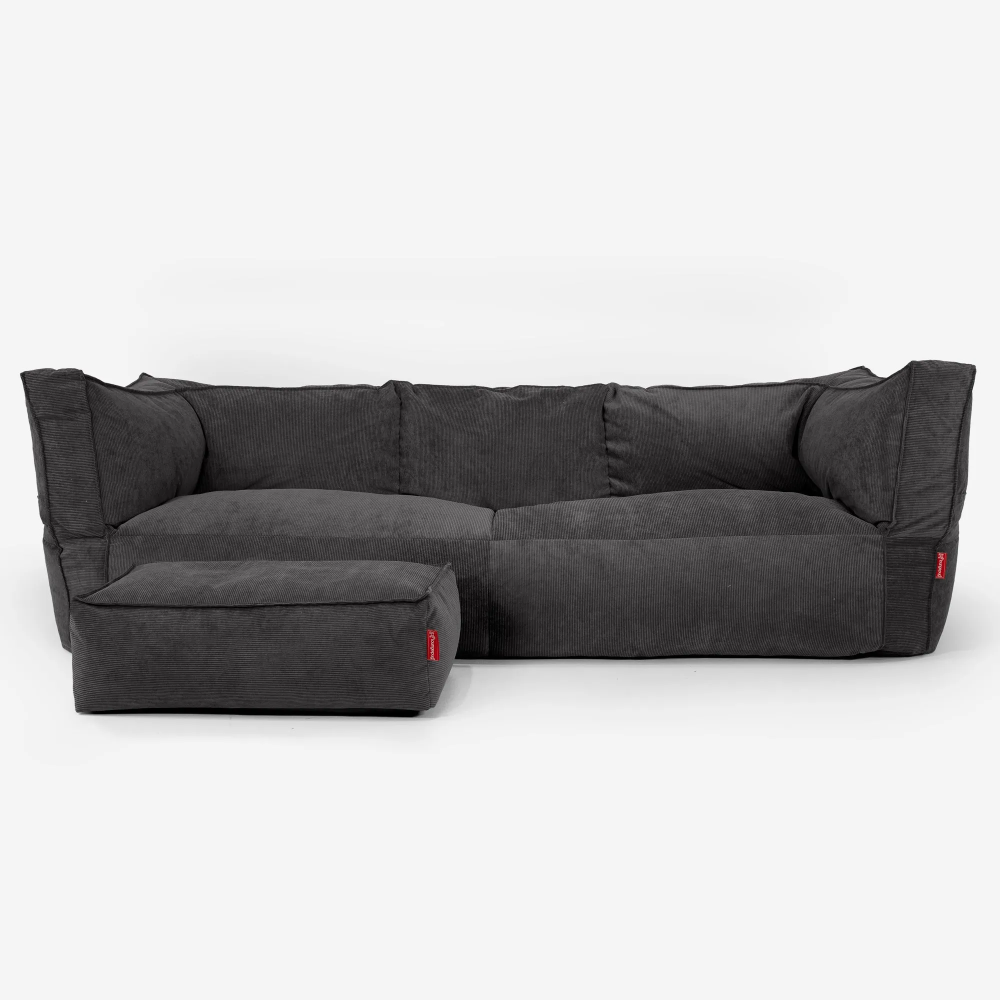 The 3 Seater Albert Sofa Bean Bag - Needlecord Charcoal