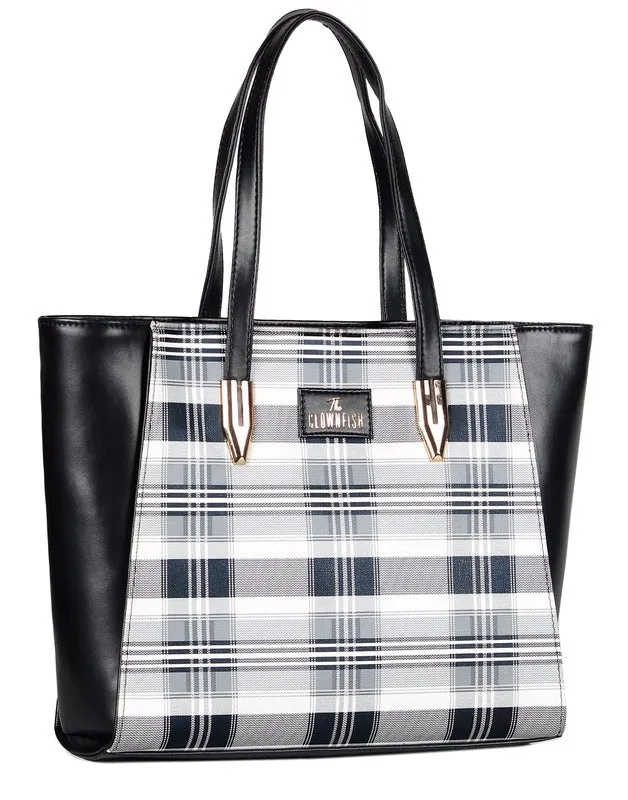 THE CLOWNFISH Alvis Handbag for Women Office Bag Ladies Shoulder Bag Tote For Women College Girls- Geometric Design (Tan)