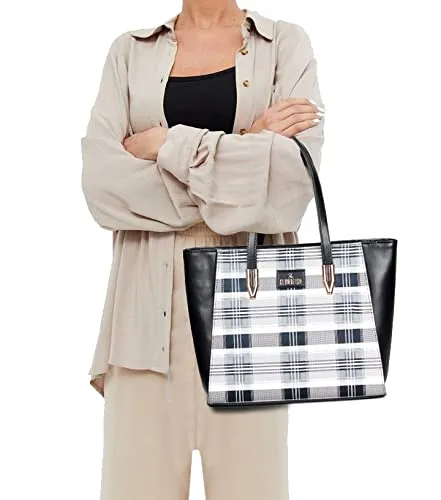 THE CLOWNFISH Alvis Handbag for Women Office Bag Ladies Shoulder Bag Tote For Women College Girls- Geometric Design (Tan)