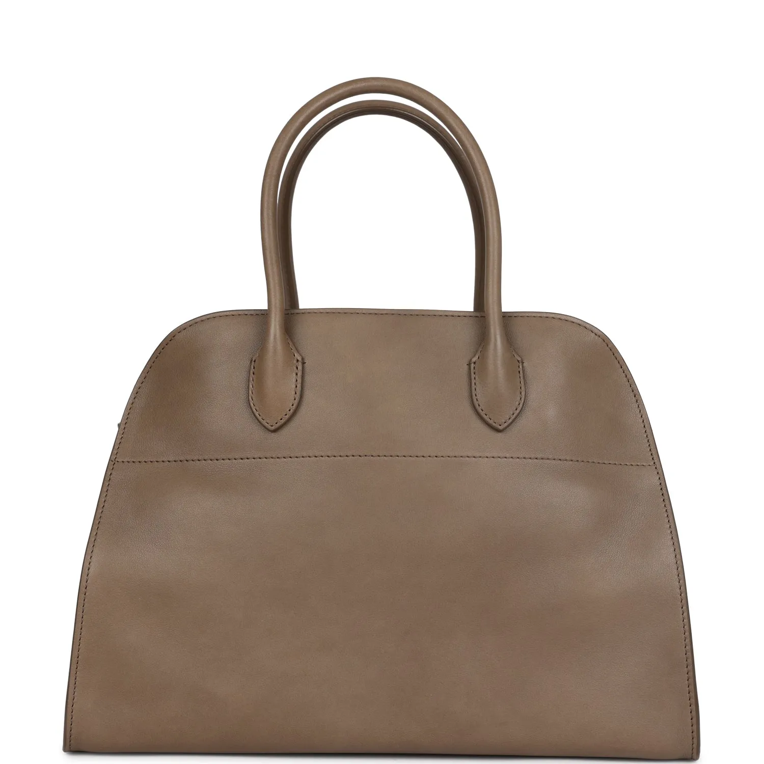 The Row Soft Margaux 12 Bag Mouse Grey Saddle Leather Silver Hardware