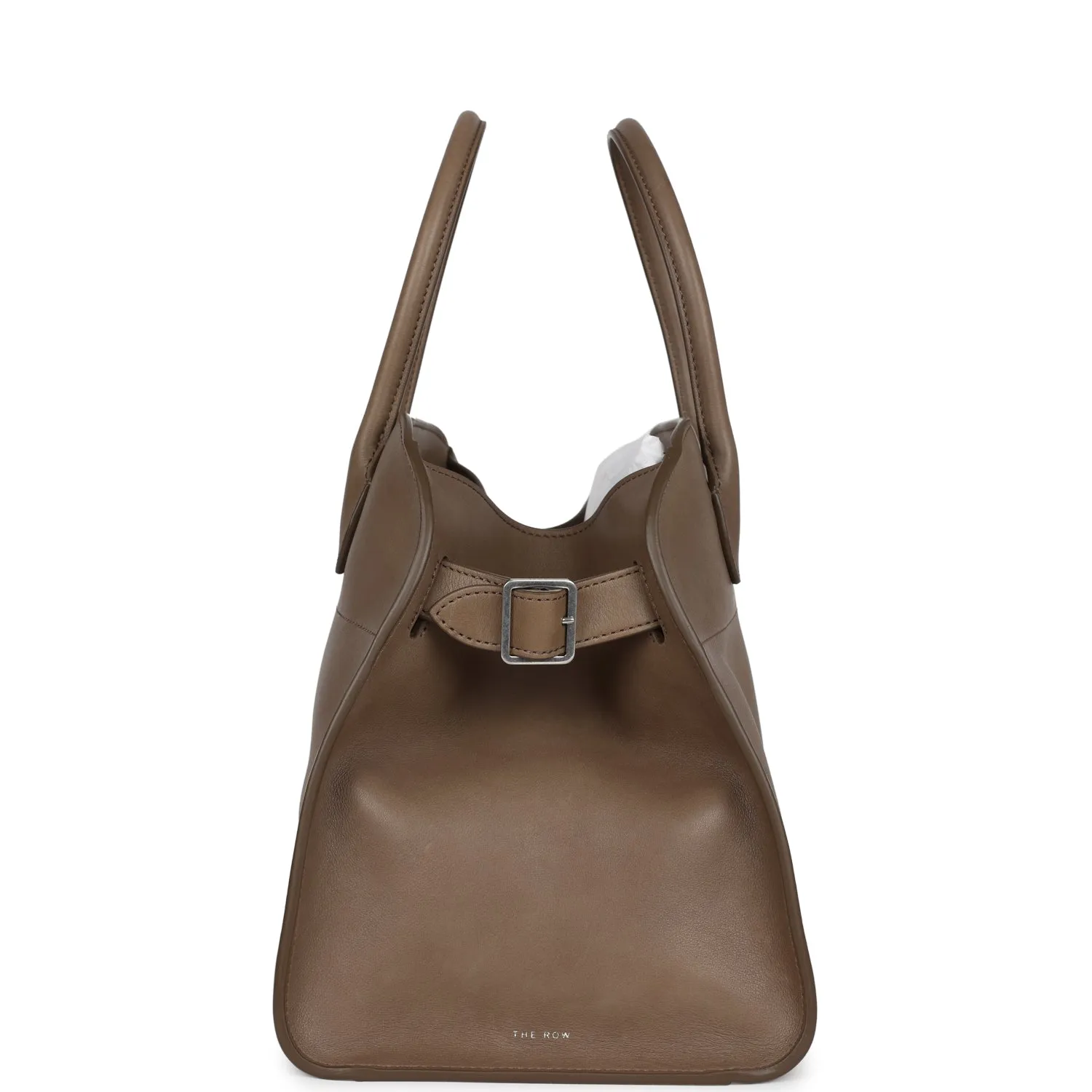 The Row Soft Margaux 12 Bag Mouse Grey Saddle Leather Silver Hardware