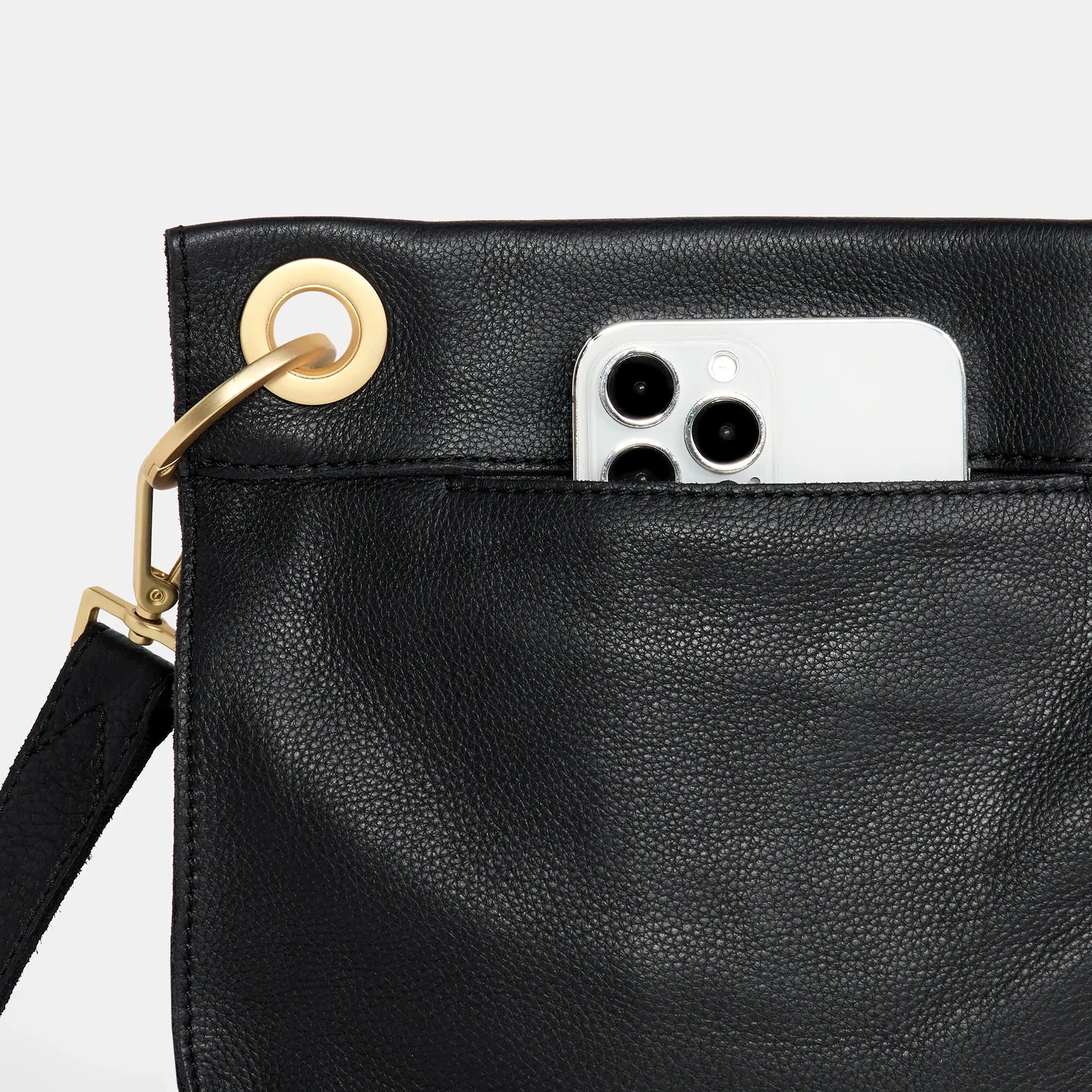 Tony Medium Leather Crossbody Bag - Black