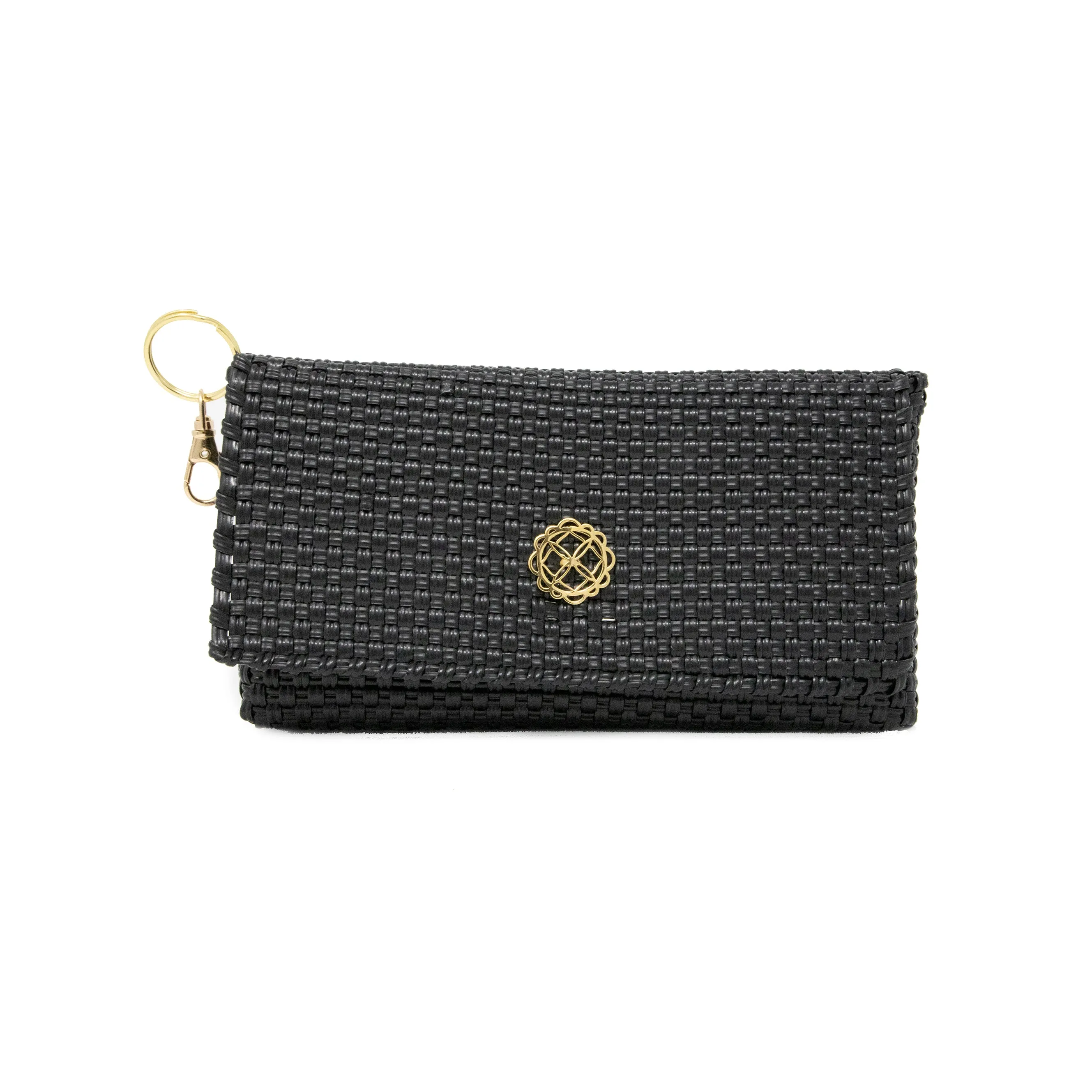 TRAVEL BLACK BEIGE LINE TOTE BAG WITH CLUTCH