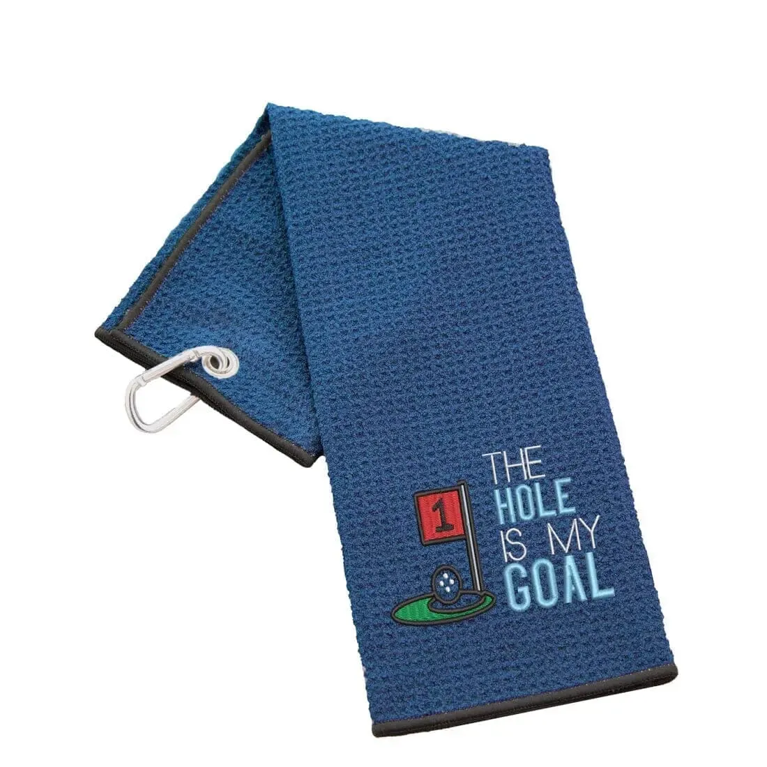 Tri-Fold Golf Towel Embroidered With Hole Is My Goal Logo