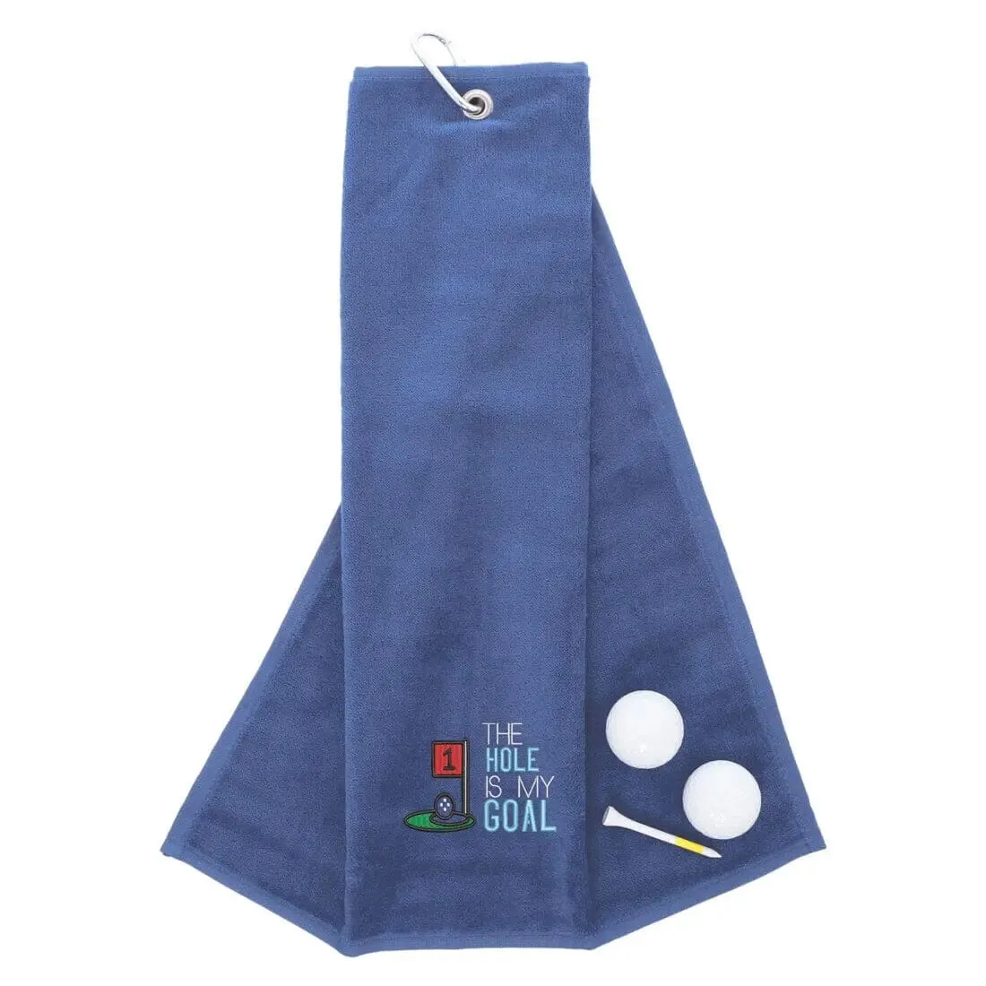 Tri-Fold Golf Towel Embroidered With Hole Is My Goal Logo