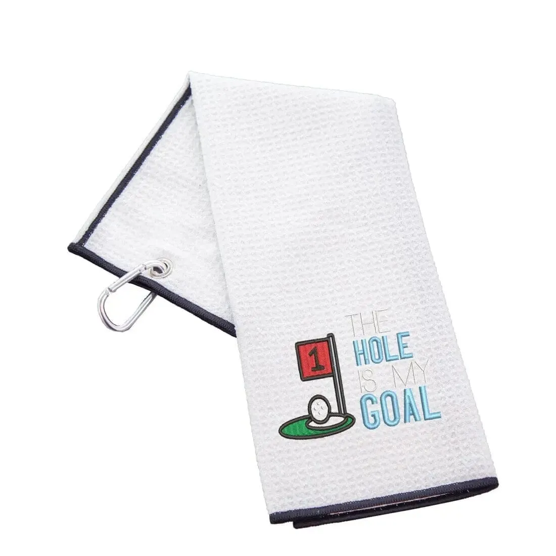 Tri-Fold Golf Towel Embroidered With Hole Is My Goal Logo