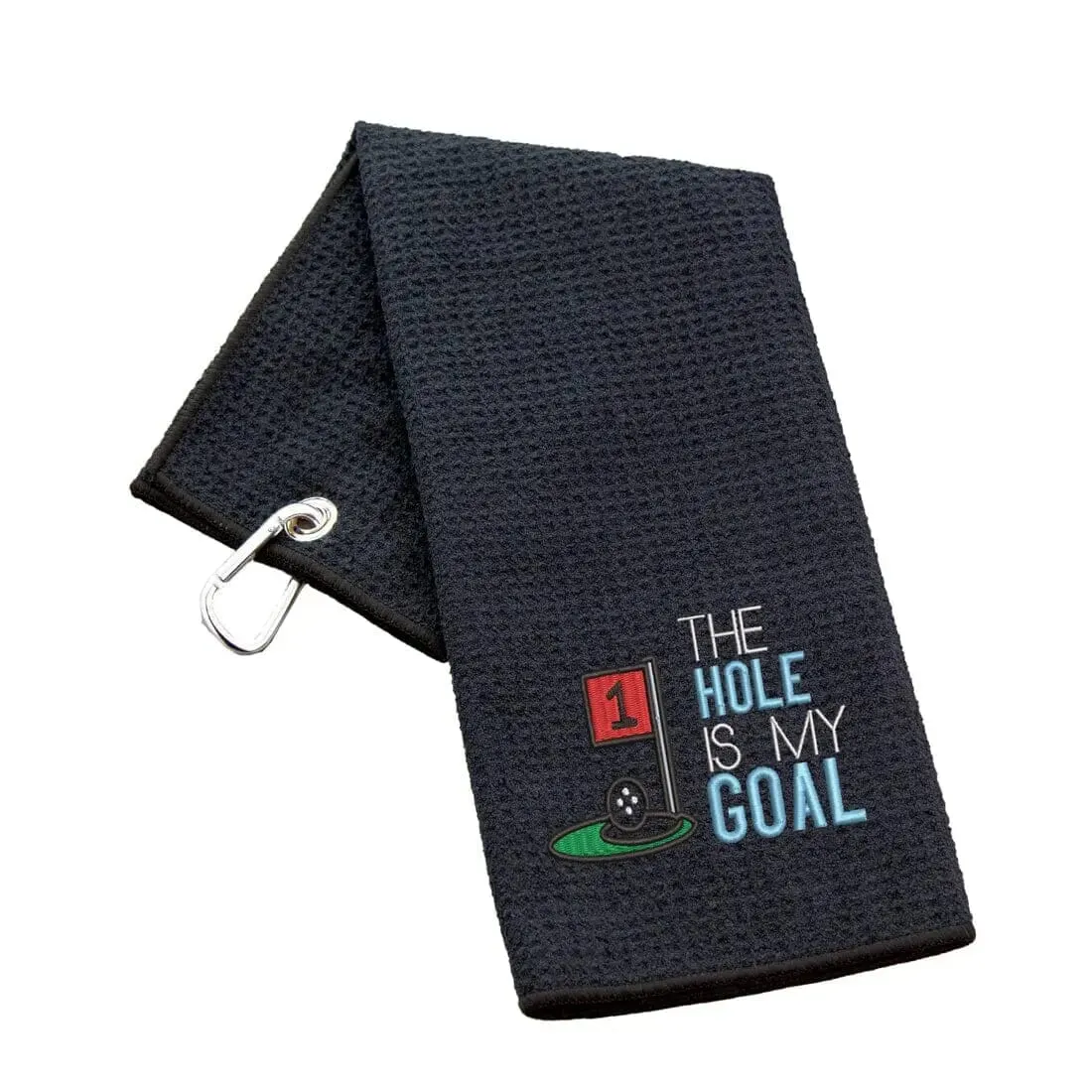 Tri-Fold Golf Towel Embroidered With Hole Is My Goal Logo
