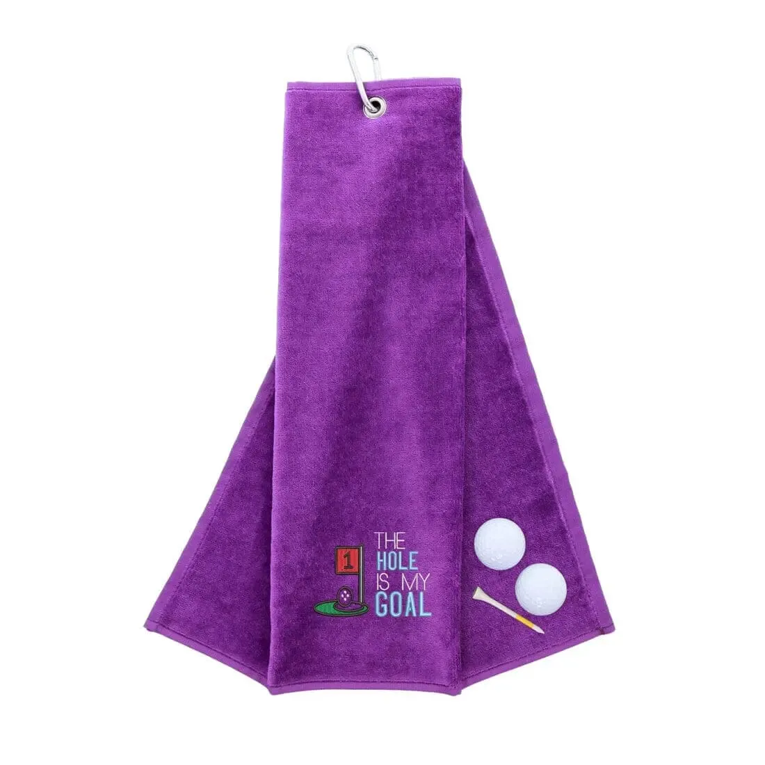 Tri-Fold Golf Towel Embroidered With Hole Is My Goal Logo