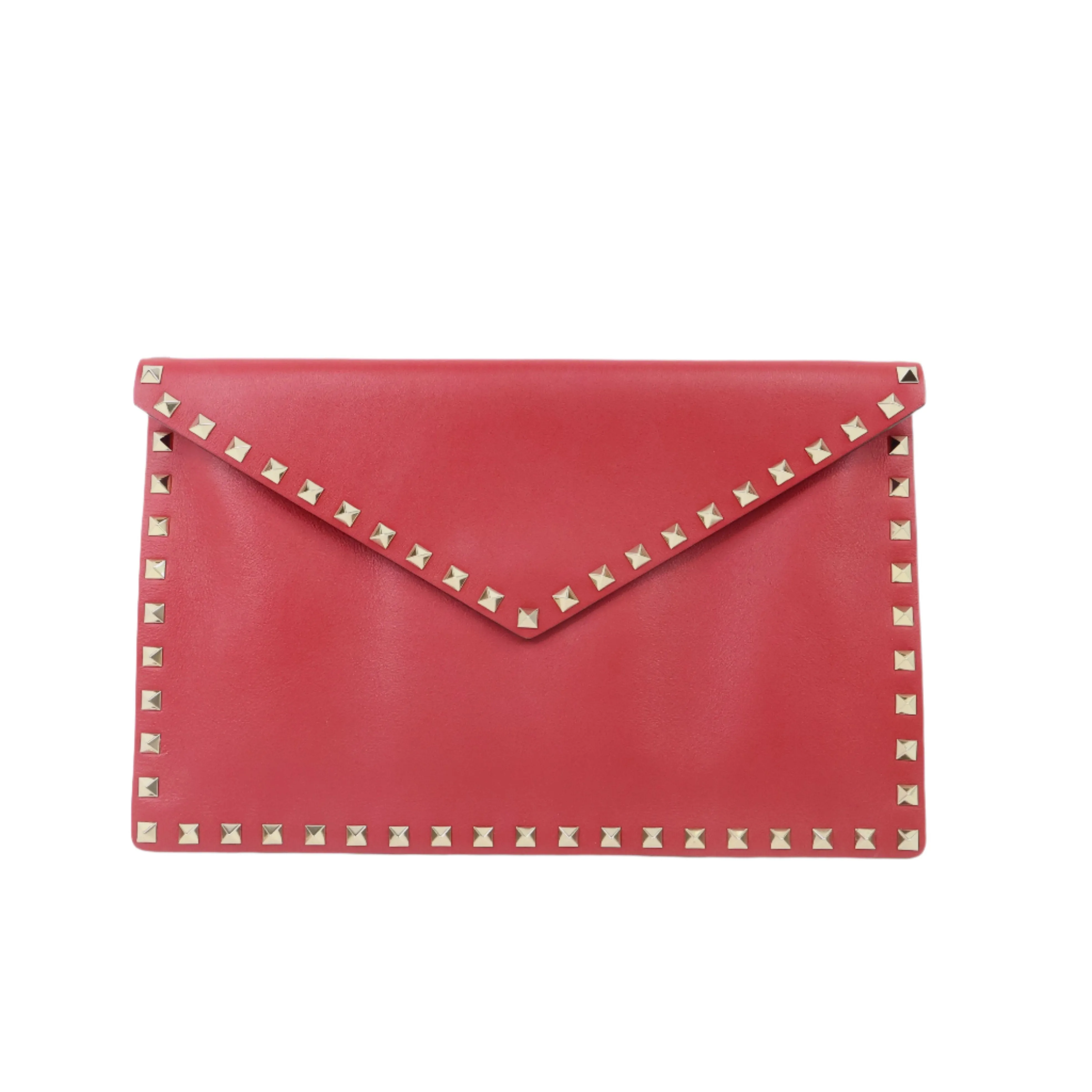 Valentino Large Rockstud Envolope Clutch Red